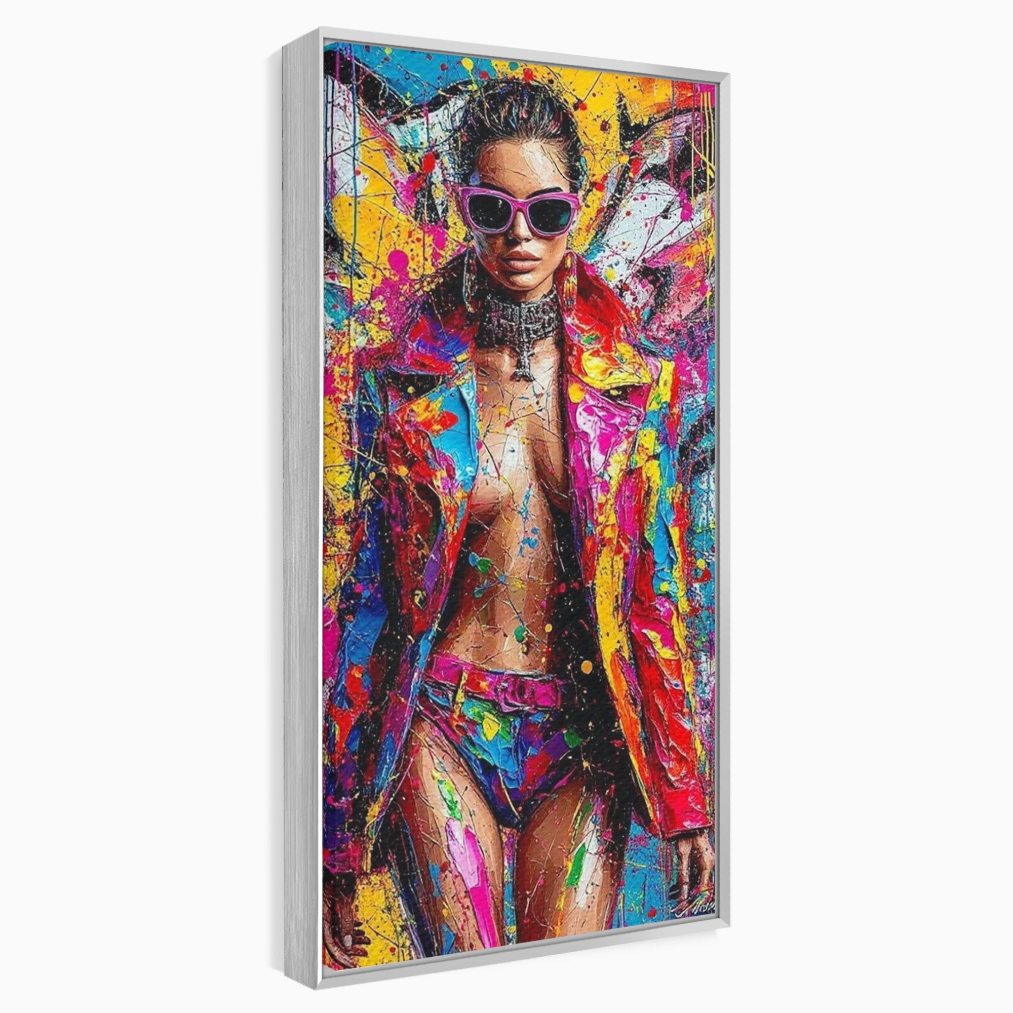 Tablou Canvas Premium LuxCanva® PI1030, Femeie Fashion Abstracta, Podium, Moda, Abstract, Arta Contemporana, Living, Culori Vibrante