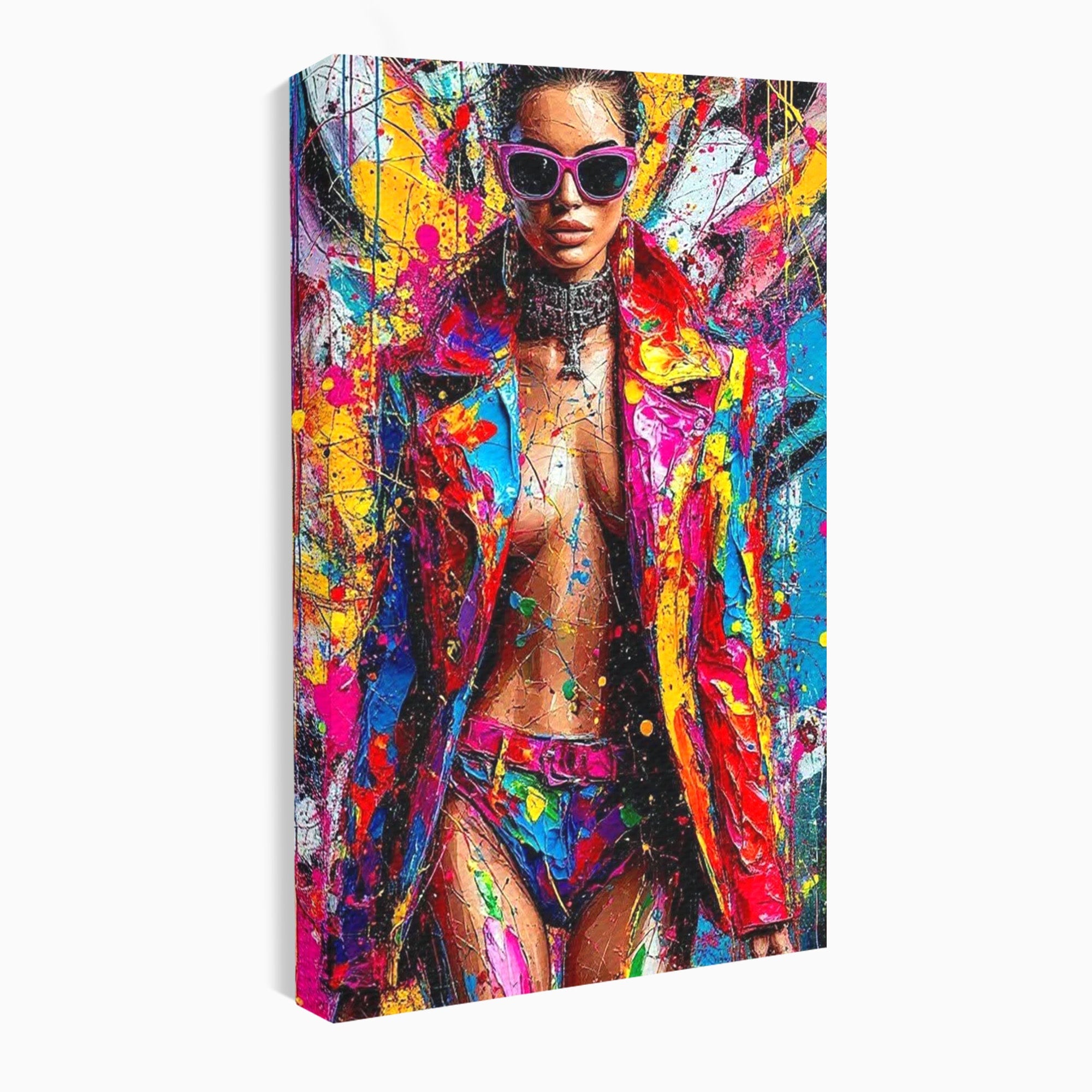 Tablou Canvas Premium LuxCanva® PI1030, Femeie Fashion Abstracta, Podium, Moda, Abstract, Arta Contemporana, Living, Culori Vibrante