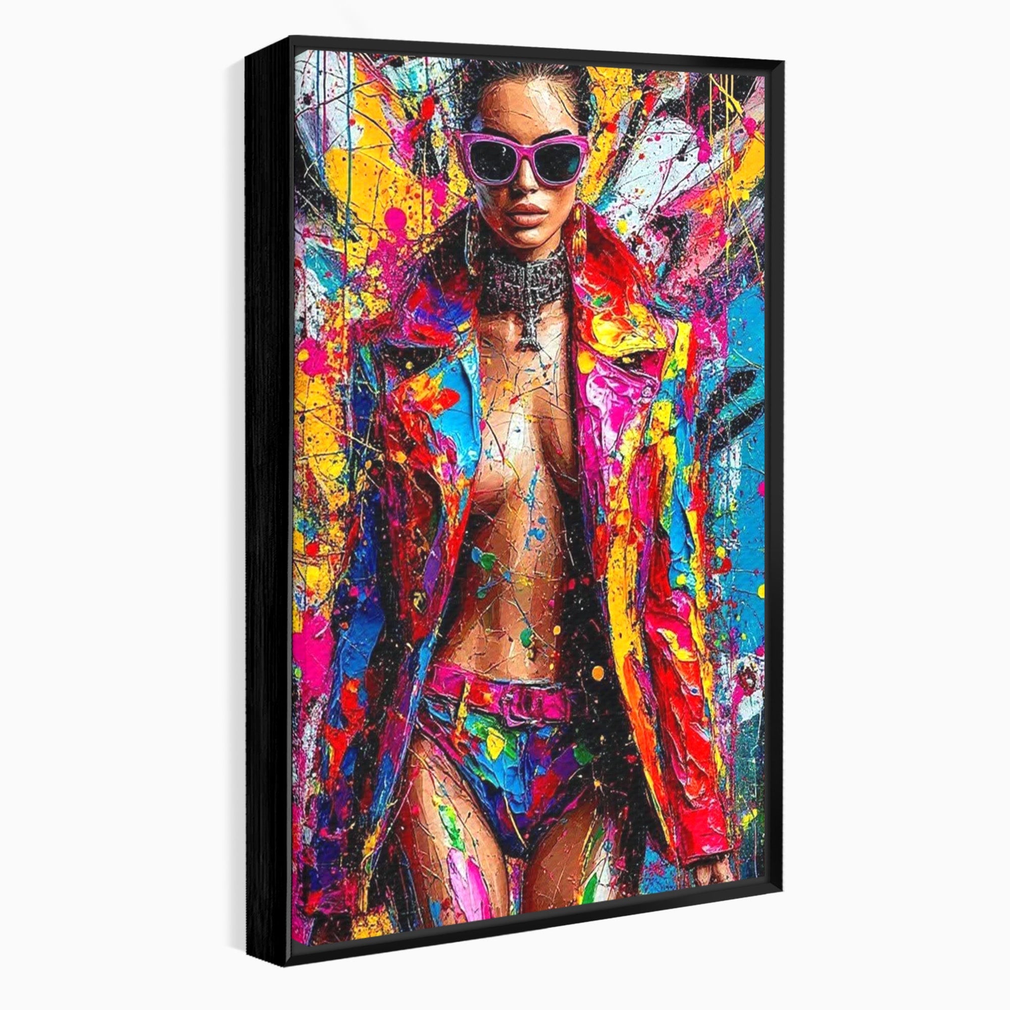 Tablou Canvas Premium LuxCanva® PI1030, Femeie Fashion Abstracta, Podium, Moda, Abstract, Arta Contemporana, Living, Culori Vibrante