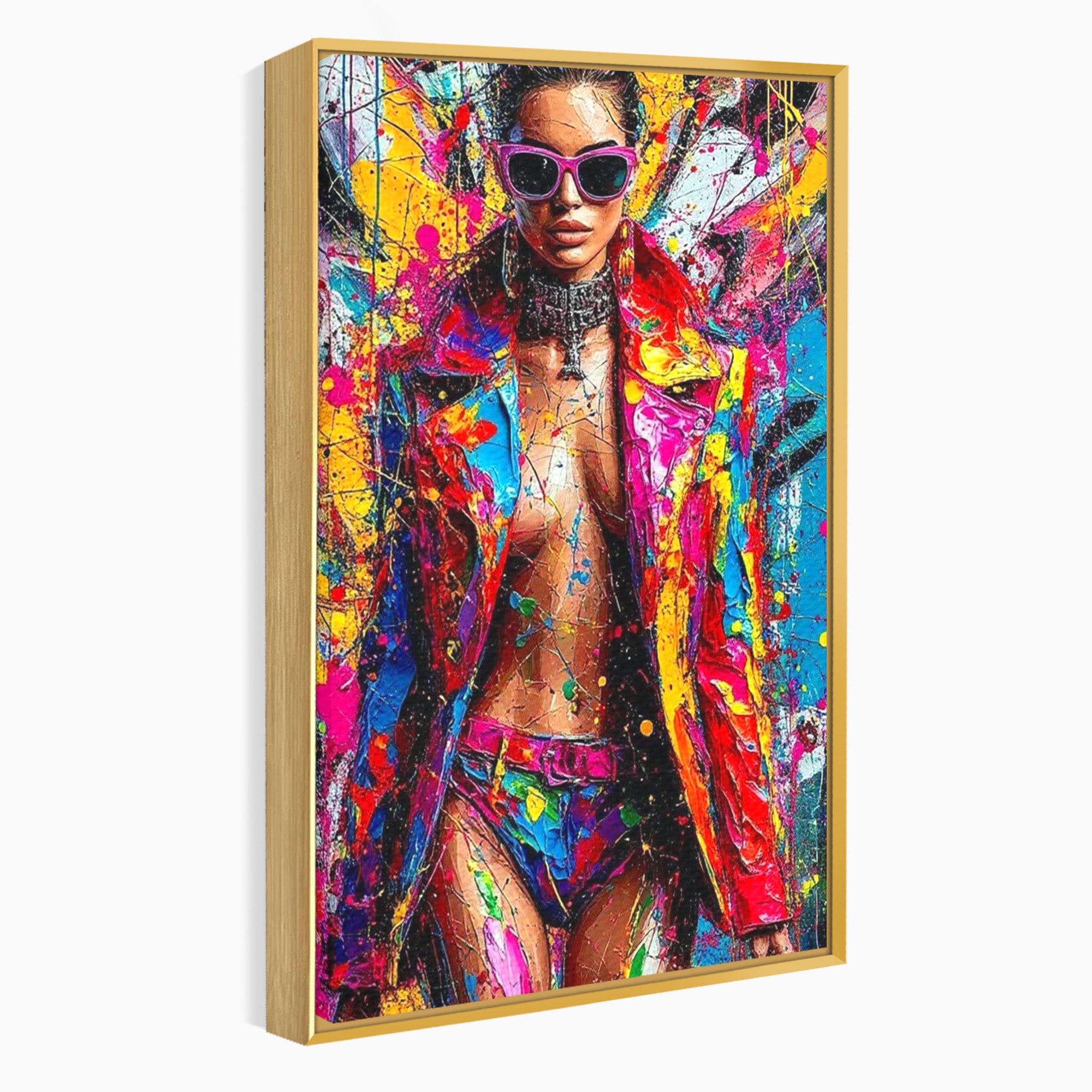 Tablou Canvas Premium LuxCanva® PI1030, Femeie Fashion Abstracta, Podium, Moda, Abstract, Arta Contemporana, Living, Culori Vibrante