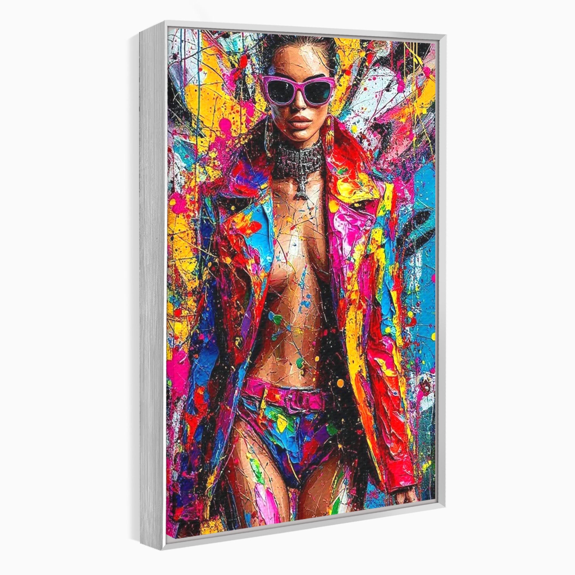 Tablou Canvas Premium LuxCanva® PI1030, Femeie Fashion Abstracta, Podium, Moda, Abstract, Arta Contemporana, Living, Culori Vibrante
