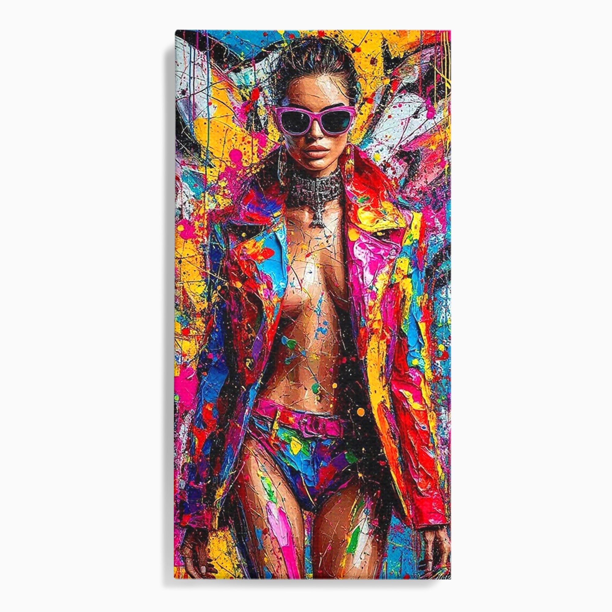 Tablou Canvas Premium LuxCanva® PI1030, Femeie Fashion Abstracta, Podium, Moda, Abstract, Arta Contemporana, Living, Culori Vibrante
