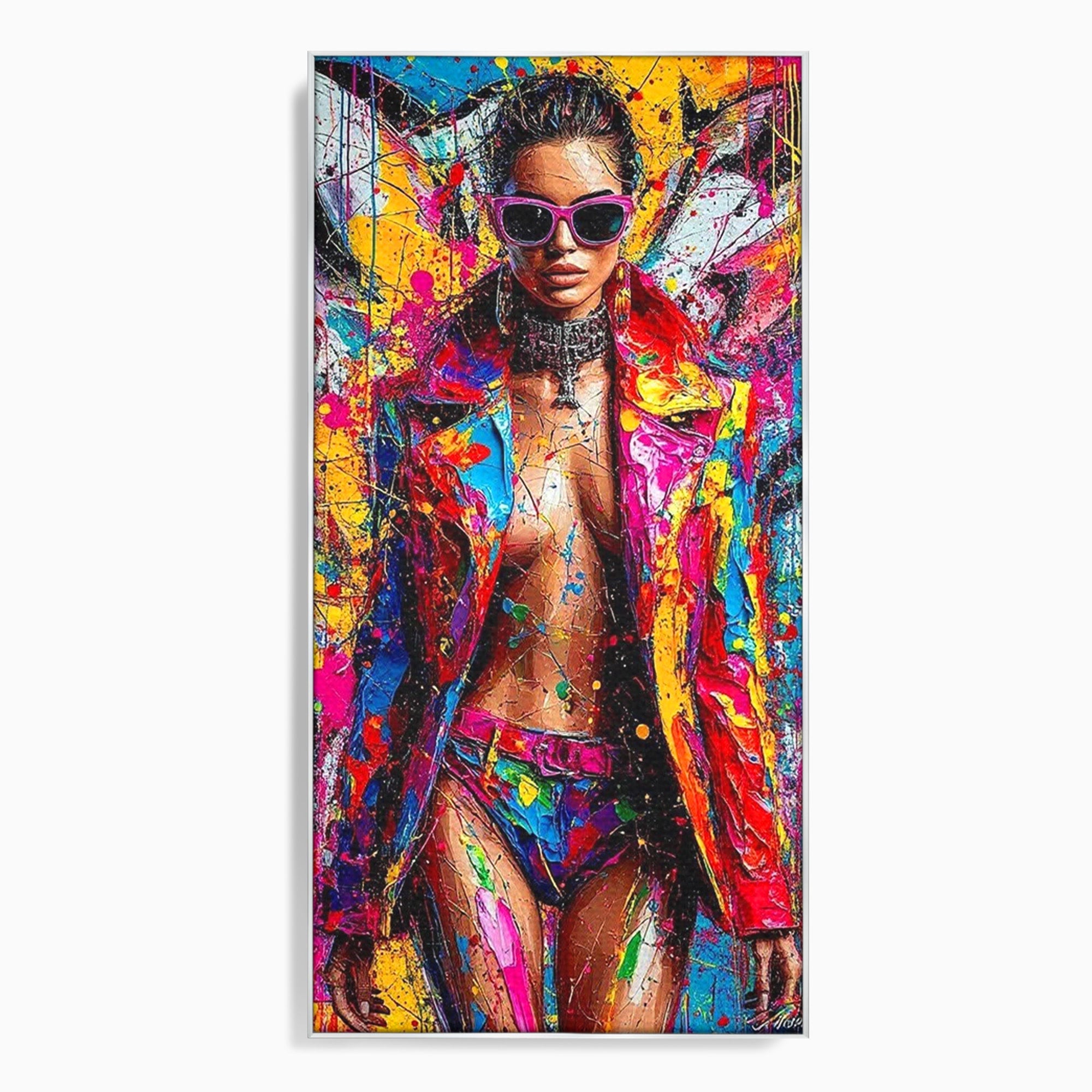 Tablou Canvas Premium LuxCanva® PI1030, Femeie Fashion Abstracta, Podium, Moda, Abstract, Arta Contemporana, Living, Culori Vibrante