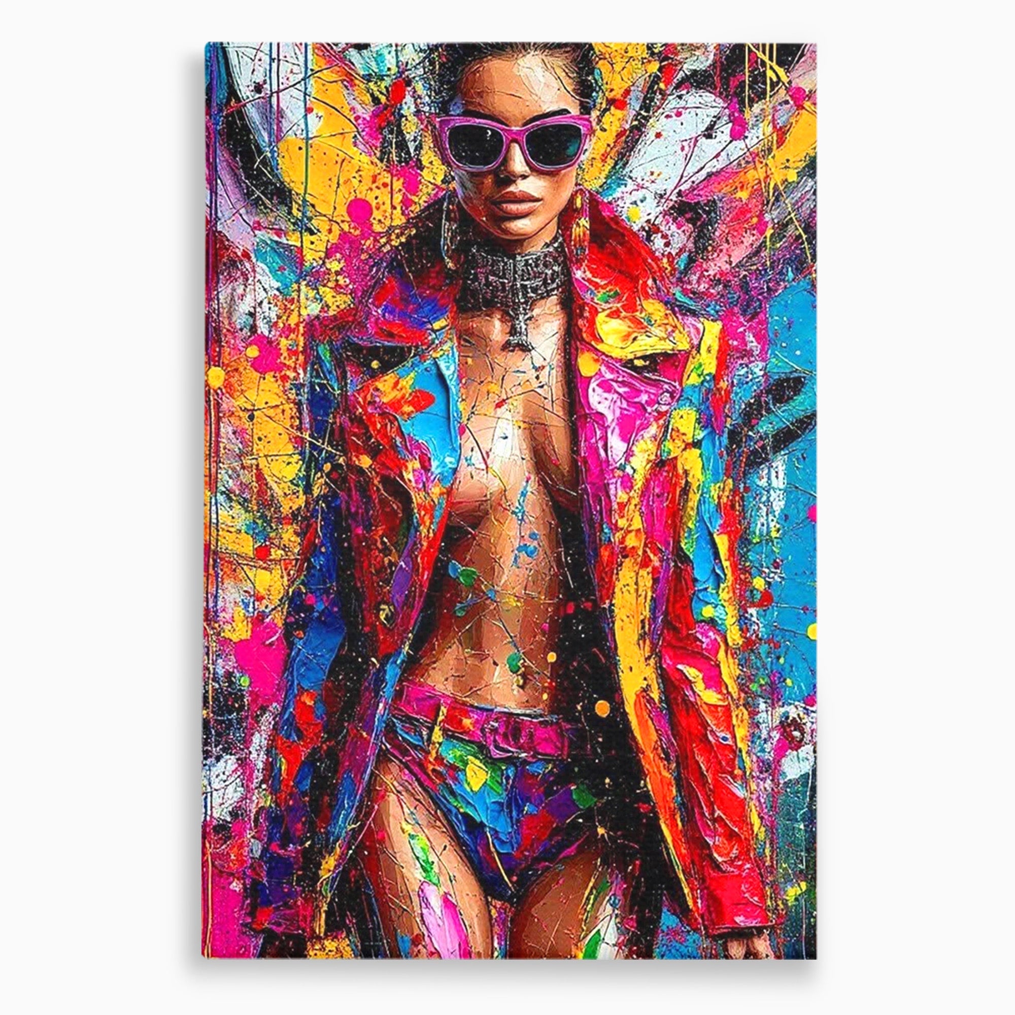 Tablou Canvas Premium LuxCanva® PI1030, Femeie Fashion Abstracta, Podium, Moda, Abstract, Arta Contemporana, Living, Culori Vibrante