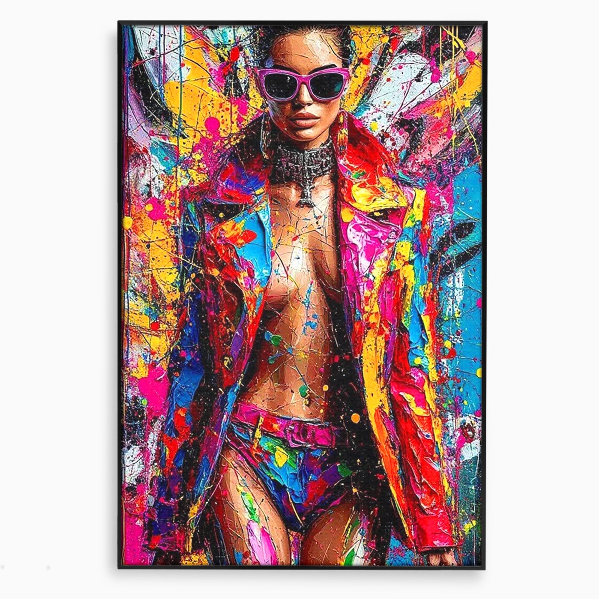 Tablou Canvas Premium LuxCanva® PI1030, Femeie Fashion Abstracta, Podium, Moda, Abstract, Arta Contemporana, Living, Culori Vibrante