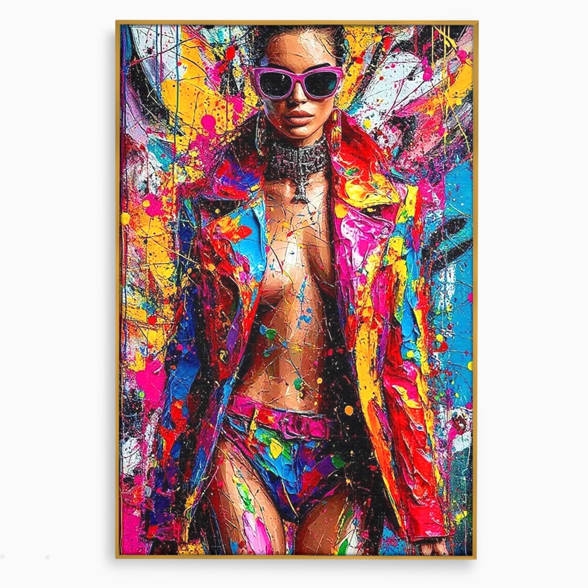 Tablou Canvas Premium LuxCanva® PI1030, Femeie Fashion Abstracta, Podium, Moda, Abstract, Arta Contemporana, Living, Culori Vibrante