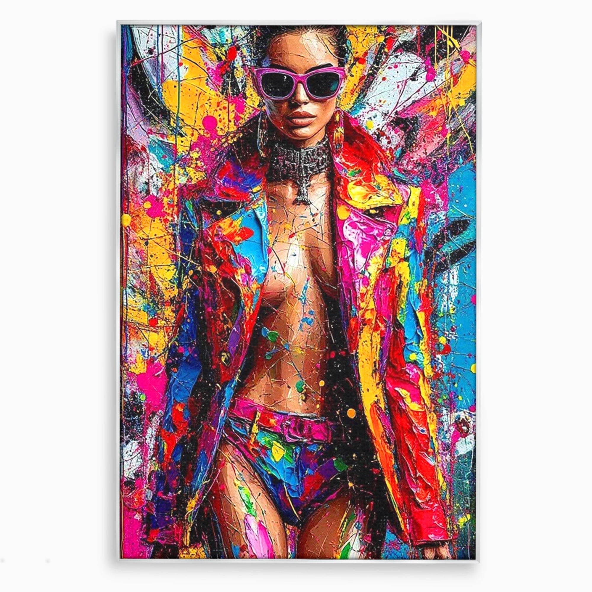 Tablou Canvas Premium LuxCanva® PI1030, Femeie Fashion Abstracta, Podium, Moda, Abstract, Arta Contemporana, Living, Culori Vibrante