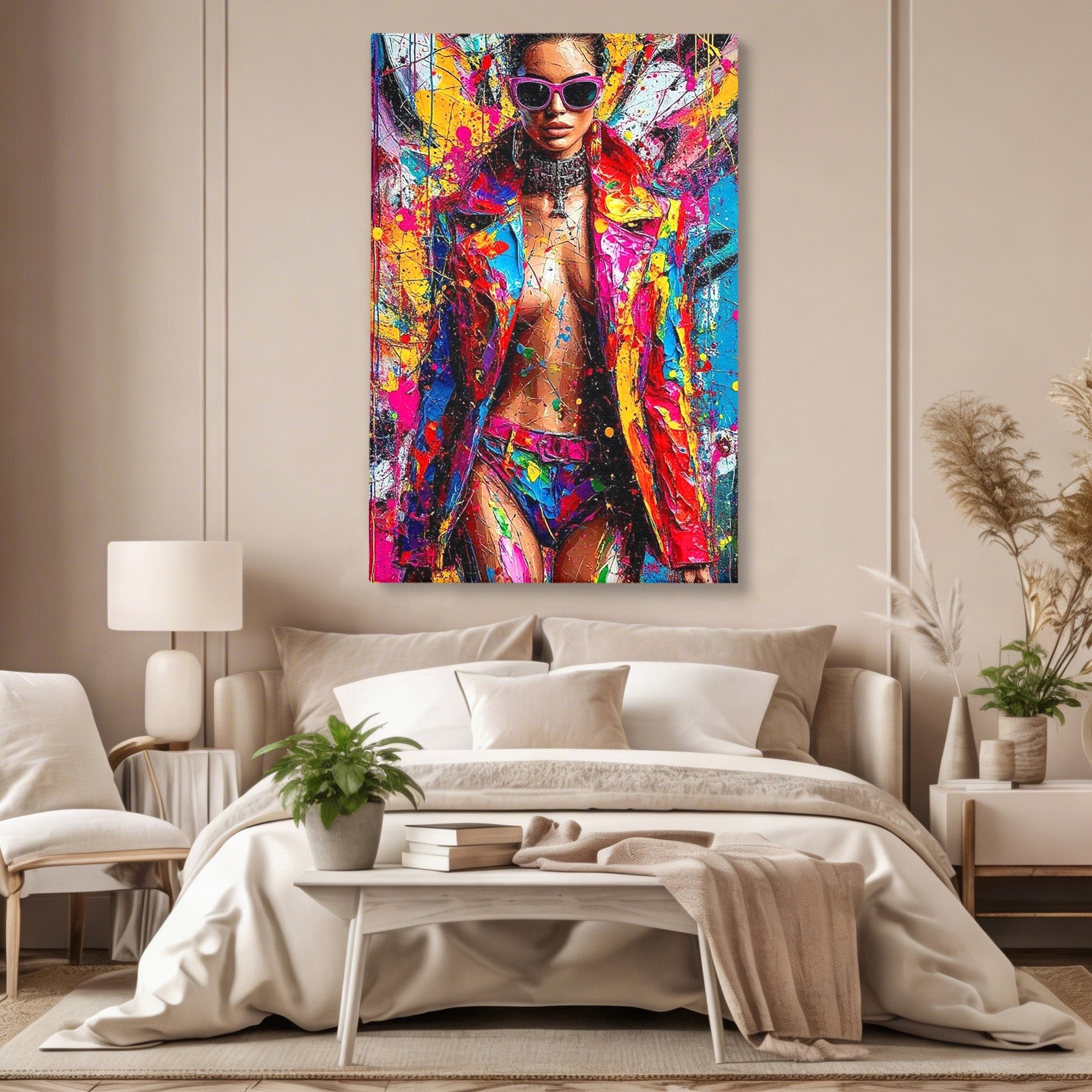 Tablou Canvas Premium LuxCanva® PI1030, Femeie Fashion Abstracta, Podium, Moda, Abstract, Arta Contemporana, Living, Culori Vibrante