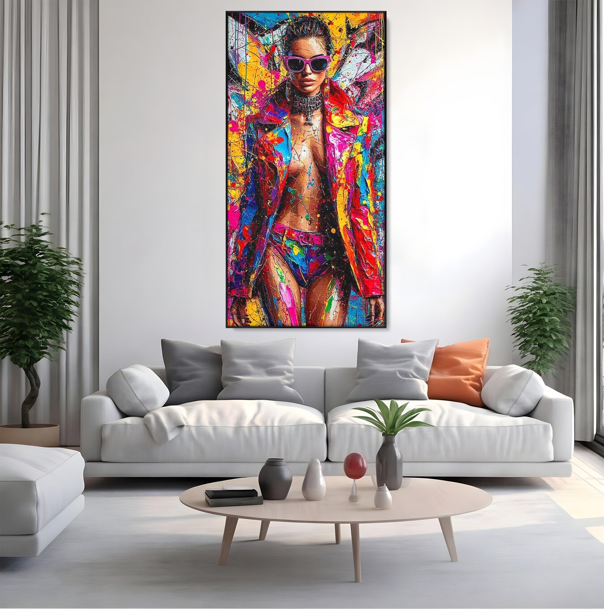 Tablou Canvas Premium LuxCanva® PI1030, Femeie Fashion Abstracta, Podium, Moda, Abstract, Arta Contemporana, Living, Culori Vibrante