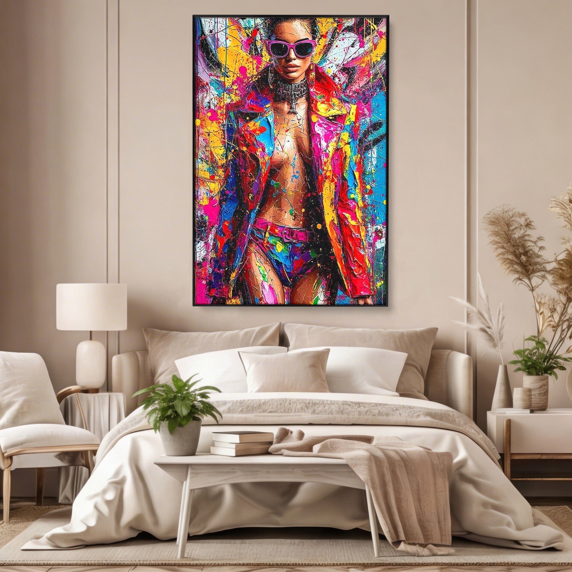 Tablou Canvas Premium LuxCanva® PI1030, Femeie Fashion Abstracta, Podium, Moda, Abstract, Arta Contemporana, Living, Culori Vibrante