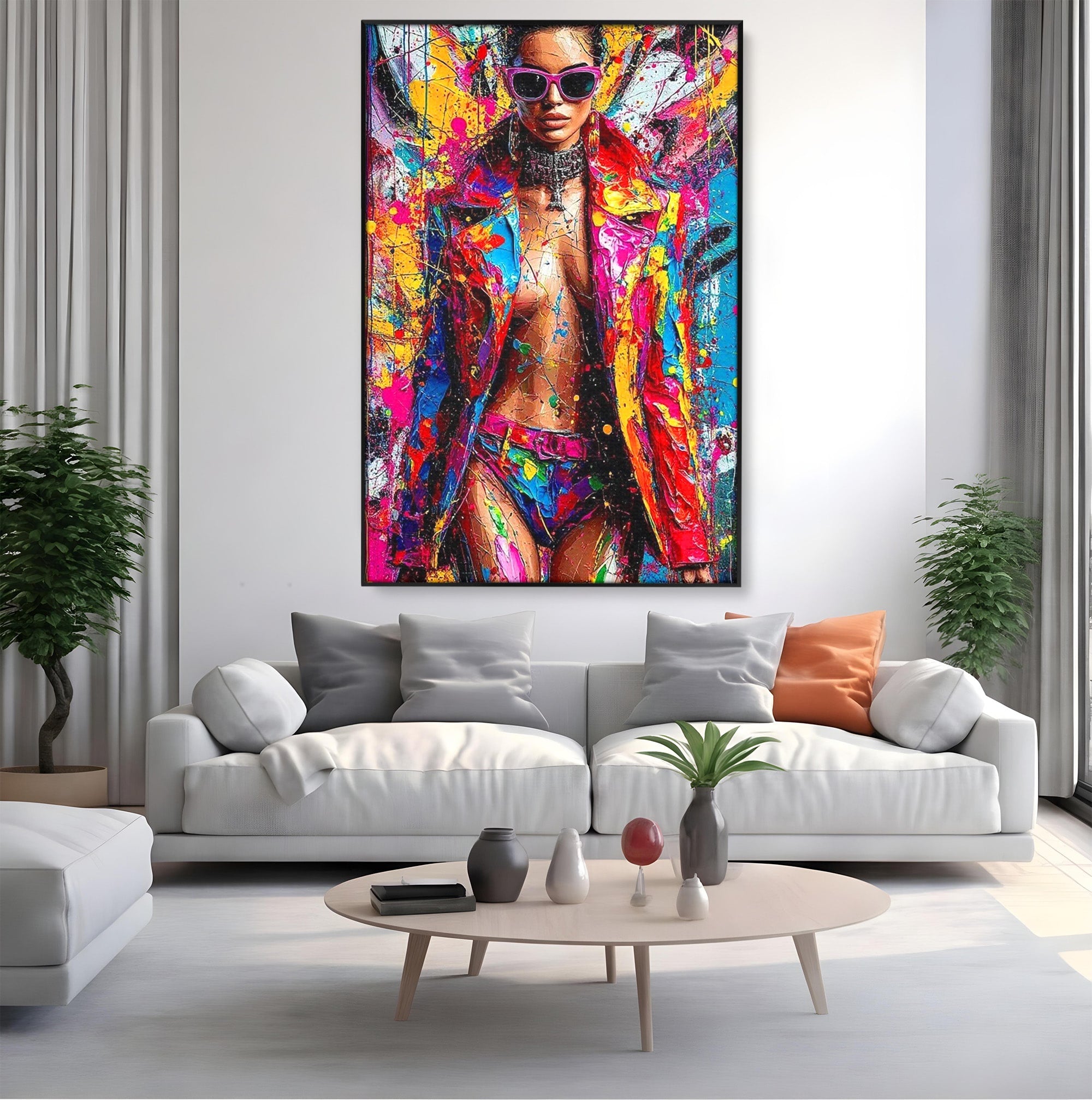 Tablou Canvas Premium LuxCanva® PI1030, Femeie Fashion Abstracta, Podium, Moda, Abstract, Arta Contemporana, Living, Culori Vibrante