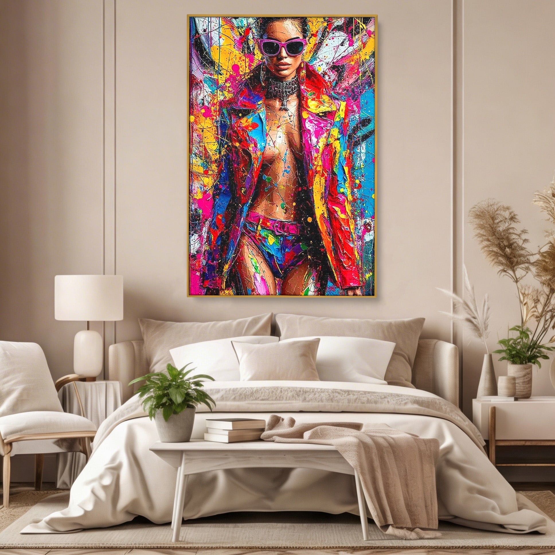 Tablou Canvas Premium LuxCanva® PI1030, Femeie Fashion Abstracta, Podium, Moda, Abstract, Arta Contemporana, Living, Culori Vibrante