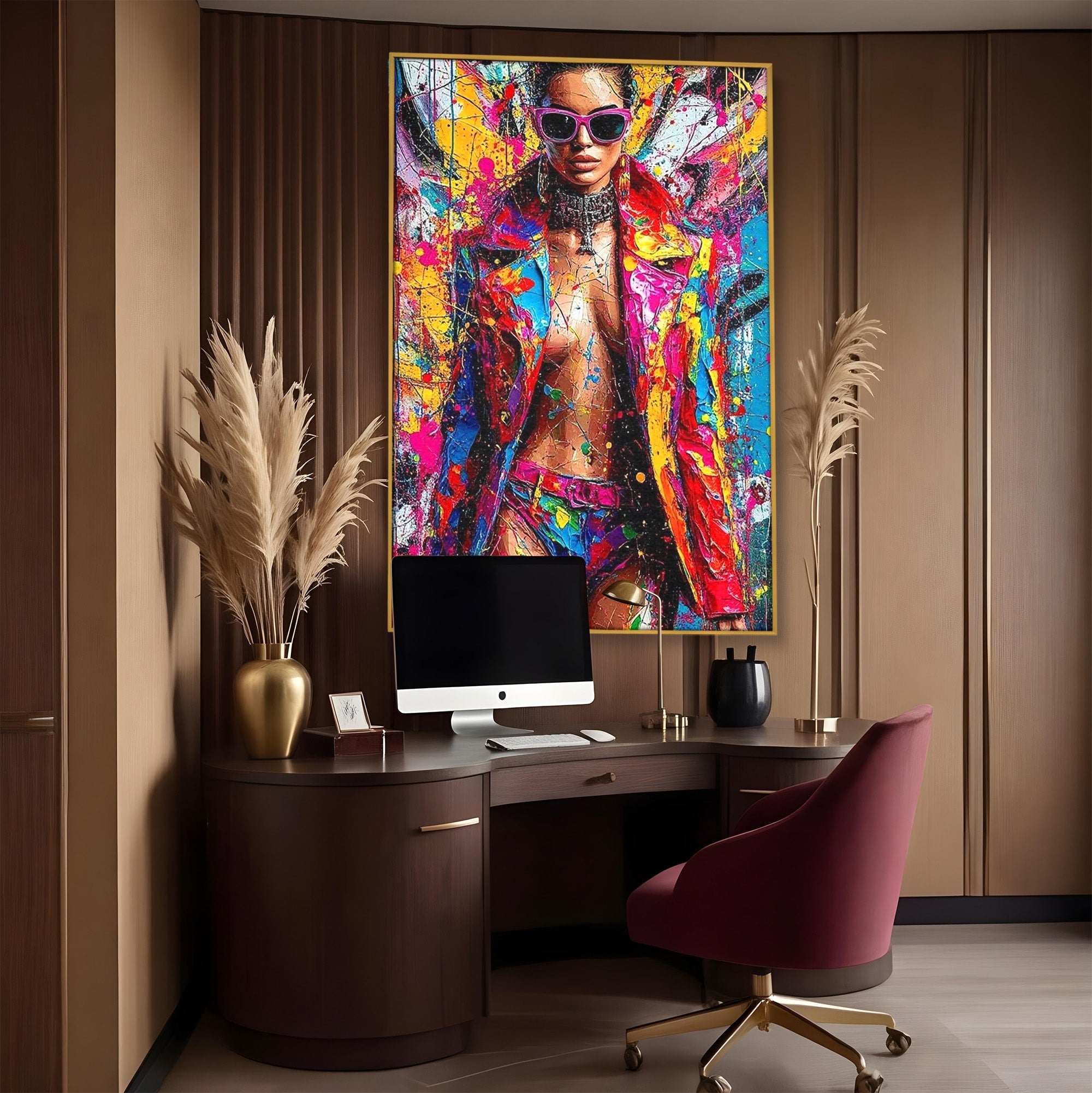Tablou Canvas Premium LuxCanva® PI1030, Femeie Fashion Abstracta, Podium, Moda, Abstract, Arta Contemporana, Living, Culori Vibrante