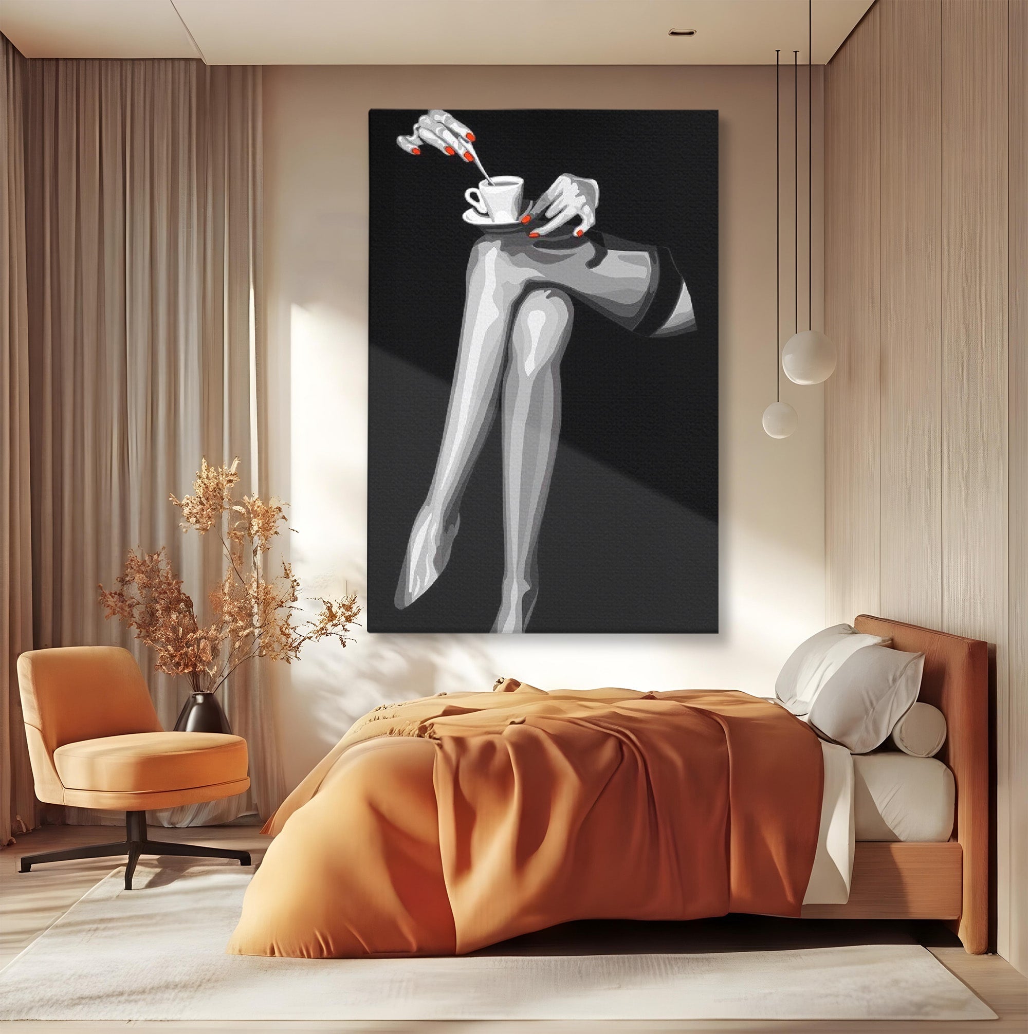 Tablou Canvas Premium LuxCanva® PI1031, Eleganta In Alb Si Negru, Femeie, Stil, Eleganta, Living, Birou, Culori Vibrante