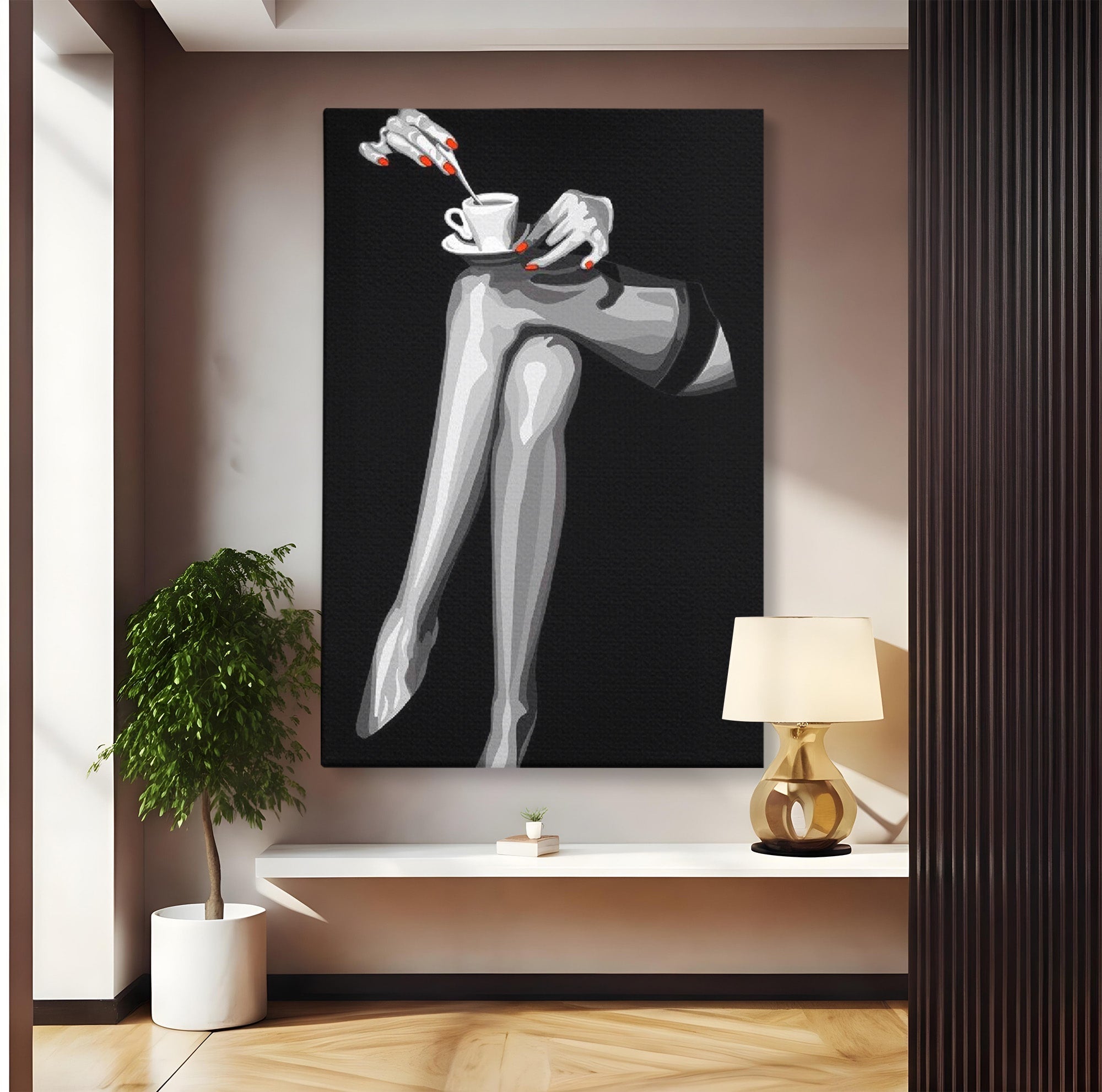 Tablou Canvas Premium LuxCanva® PI1031, Eleganta In Alb Si Negru, Femeie, Stil, Eleganta, Living, Birou, Culori Vibrante