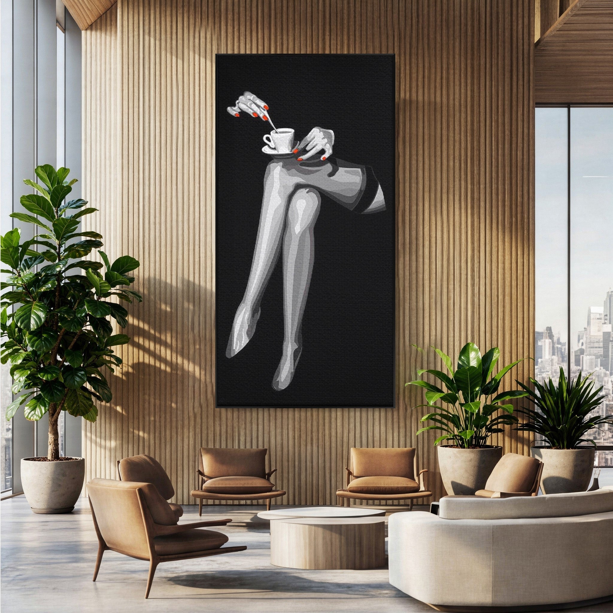 Tablou Canvas Premium LuxCanva® PI1031, Eleganta In Alb Si Negru, Femeie, Stil, Eleganta, Living, Birou, Culori Vibrante