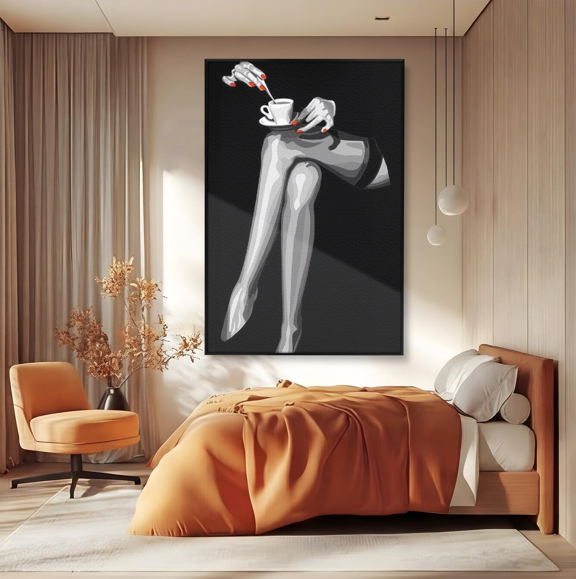 Tablou Canvas Premium LuxCanva® PI1031, Eleganta In Alb Si Negru, Femeie, Stil, Eleganta, Living, Birou, Culori Vibrante