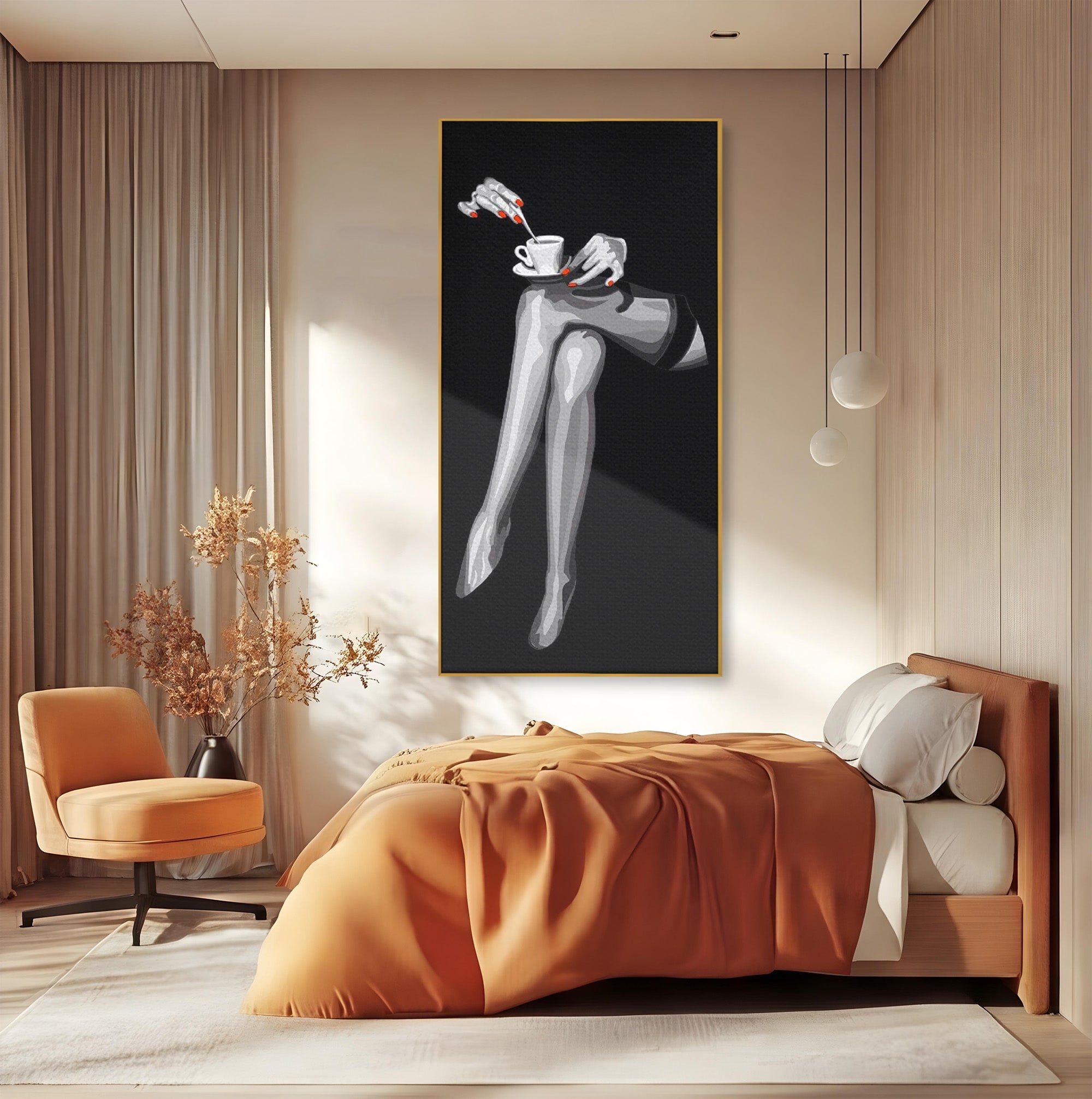 Tablou Canvas Premium LuxCanva® PI1031, Eleganta In Alb Si Negru, Femeie, Stil, Eleganta, Living, Birou, Culori Vibrante