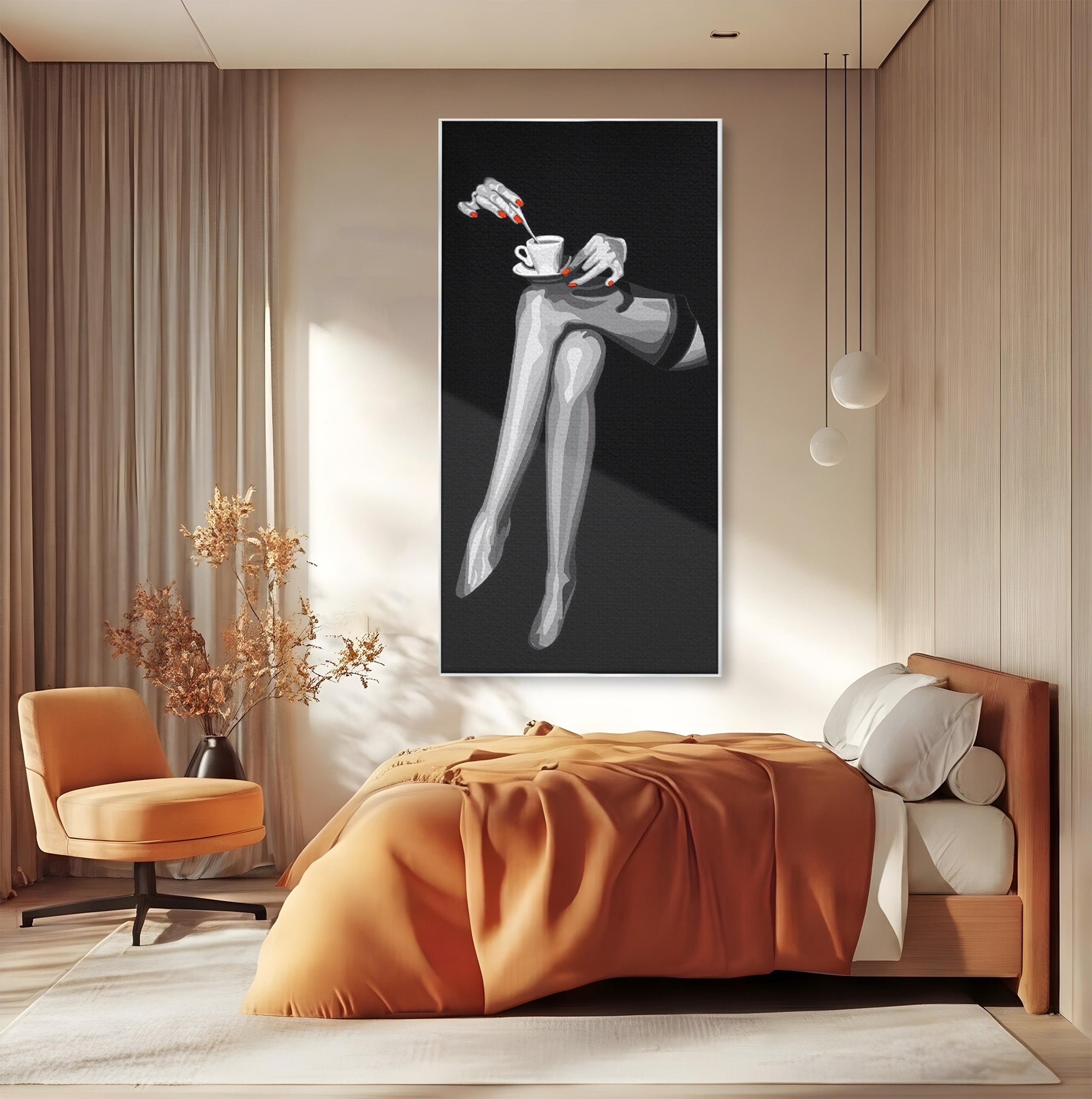 Tablou Canvas Premium LuxCanva® PI1031, Eleganta In Alb Si Negru, Femeie, Stil, Eleganta, Living, Birou, Culori Vibrante