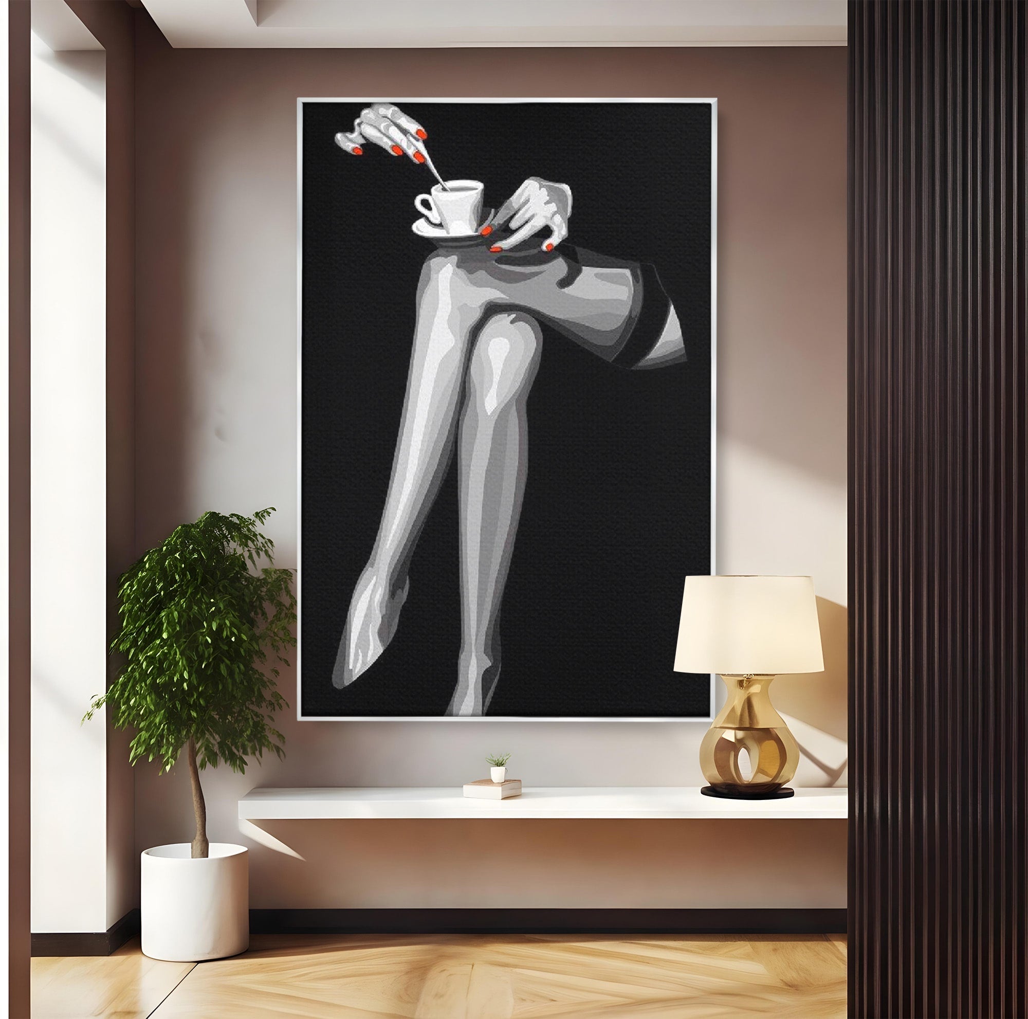 Tablou Canvas Premium LuxCanva® PI1031, Eleganta In Alb Si Negru, Femeie, Stil, Eleganta, Living, Birou, Culori Vibrante