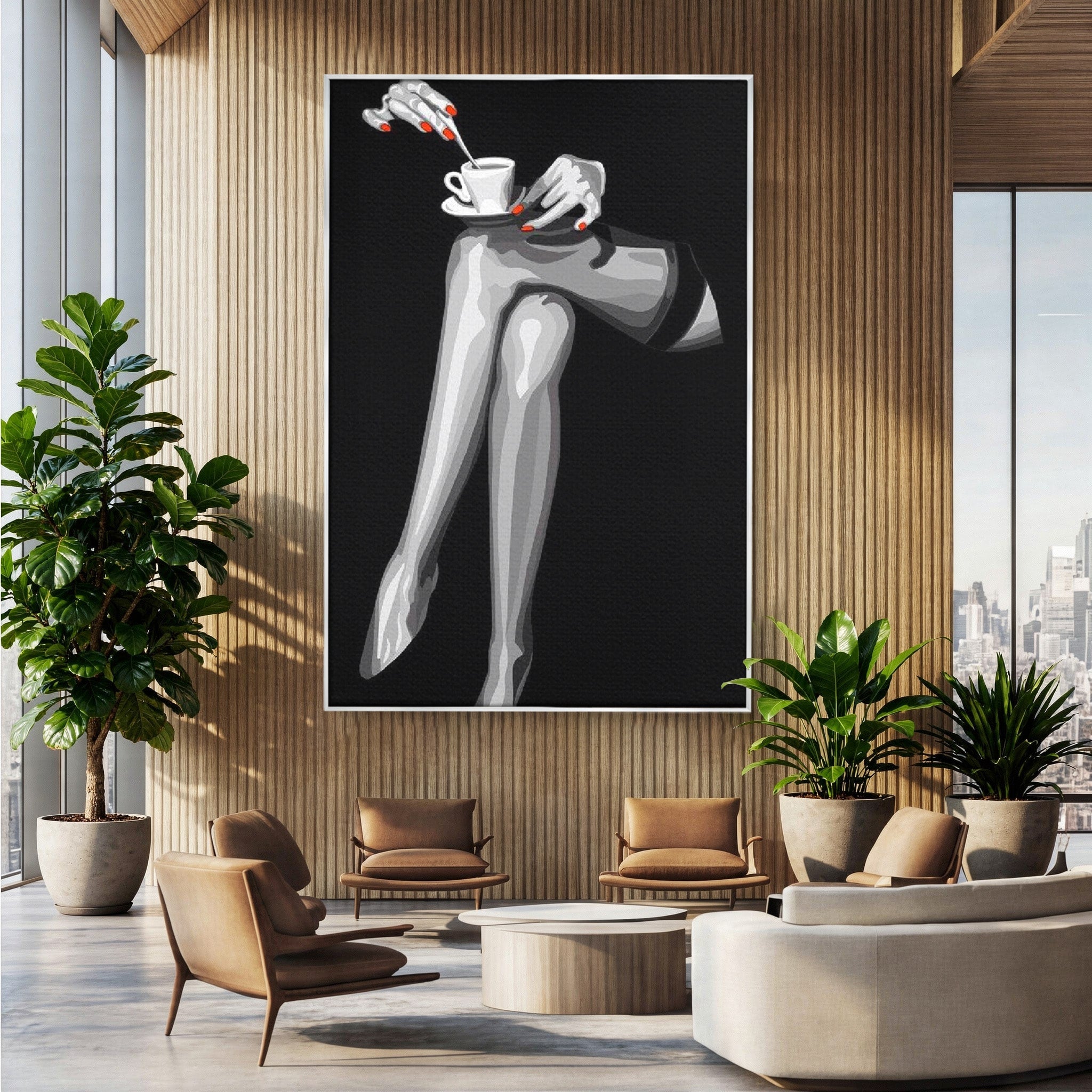 Tablou Canvas Premium LuxCanva® PI1031, Eleganta In Alb Si Negru, Femeie, Stil, Eleganta, Living, Birou, Culori Vibrante