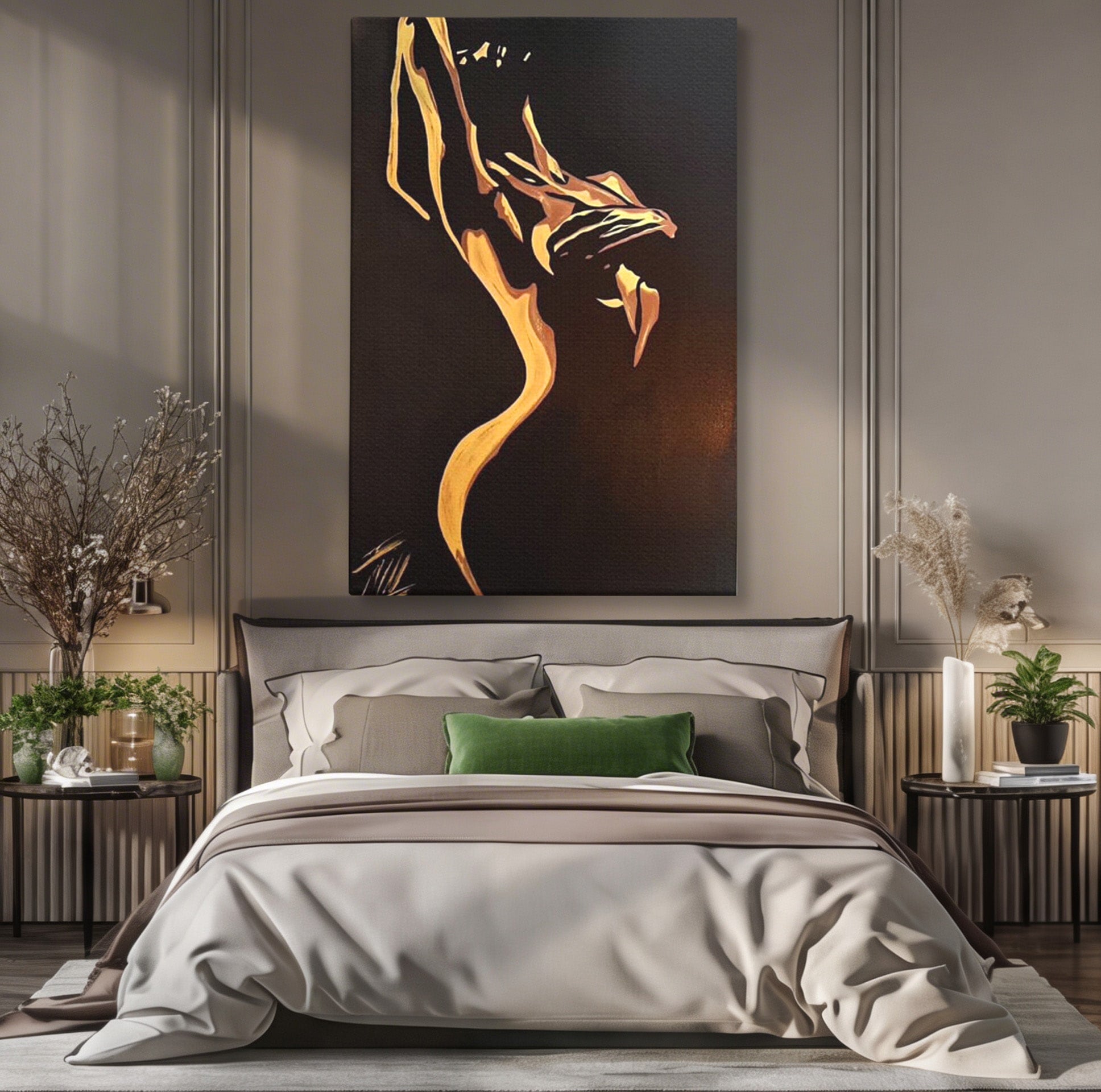 Tablou Canvas Premium LuxCanva® PI1032, Silueta Abstracta, Nuditate, Abstract, Arta, Modern, Dormitor, Culori Vibrante