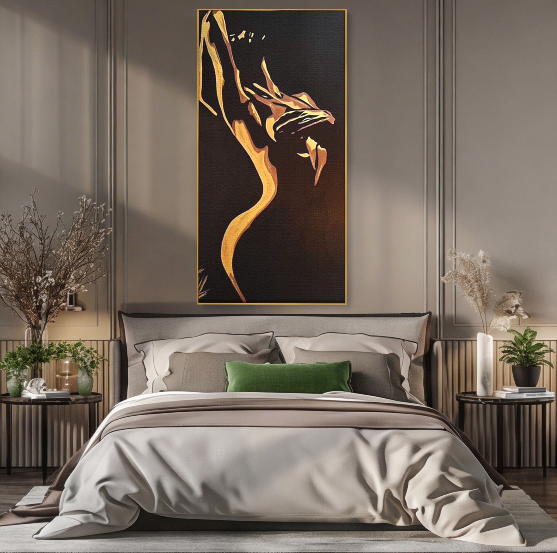 Tablou Canvas Premium LuxCanva® PI1032, Silueta Abstracta, Nuditate, Abstract, Arta, Modern, Dormitor, Culori Vibrante