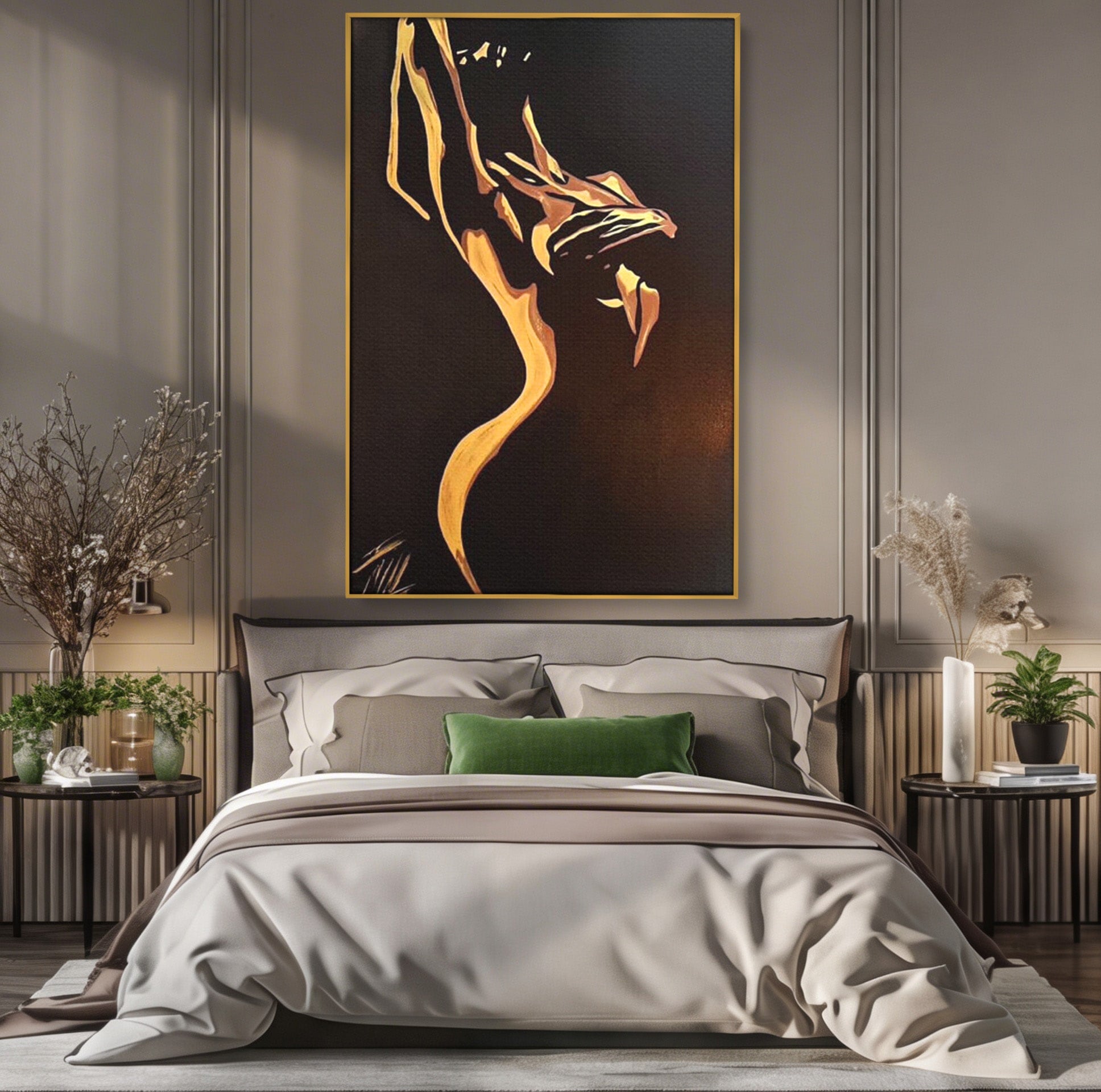 Tablou Canvas Premium LuxCanva® PI1032, Silueta Abstracta, Nuditate, Abstract, Arta, Modern, Dormitor, Culori Vibrante