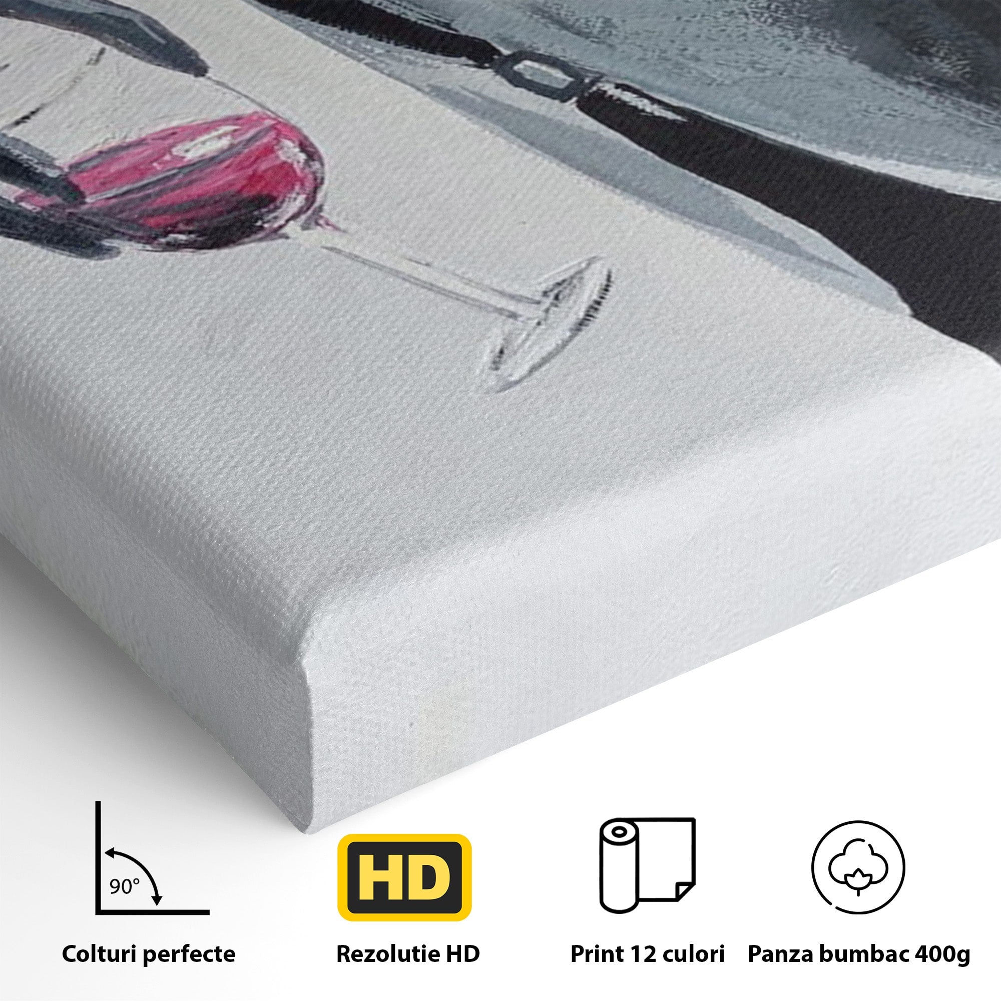 Tablou Canvas Premium LuxCanva® PI1033, Silhouette Eleganta, Pahar, Vin, Arta Abstracta, Femininitate, Sensualitate, Dormitor, Culori Vibrante
