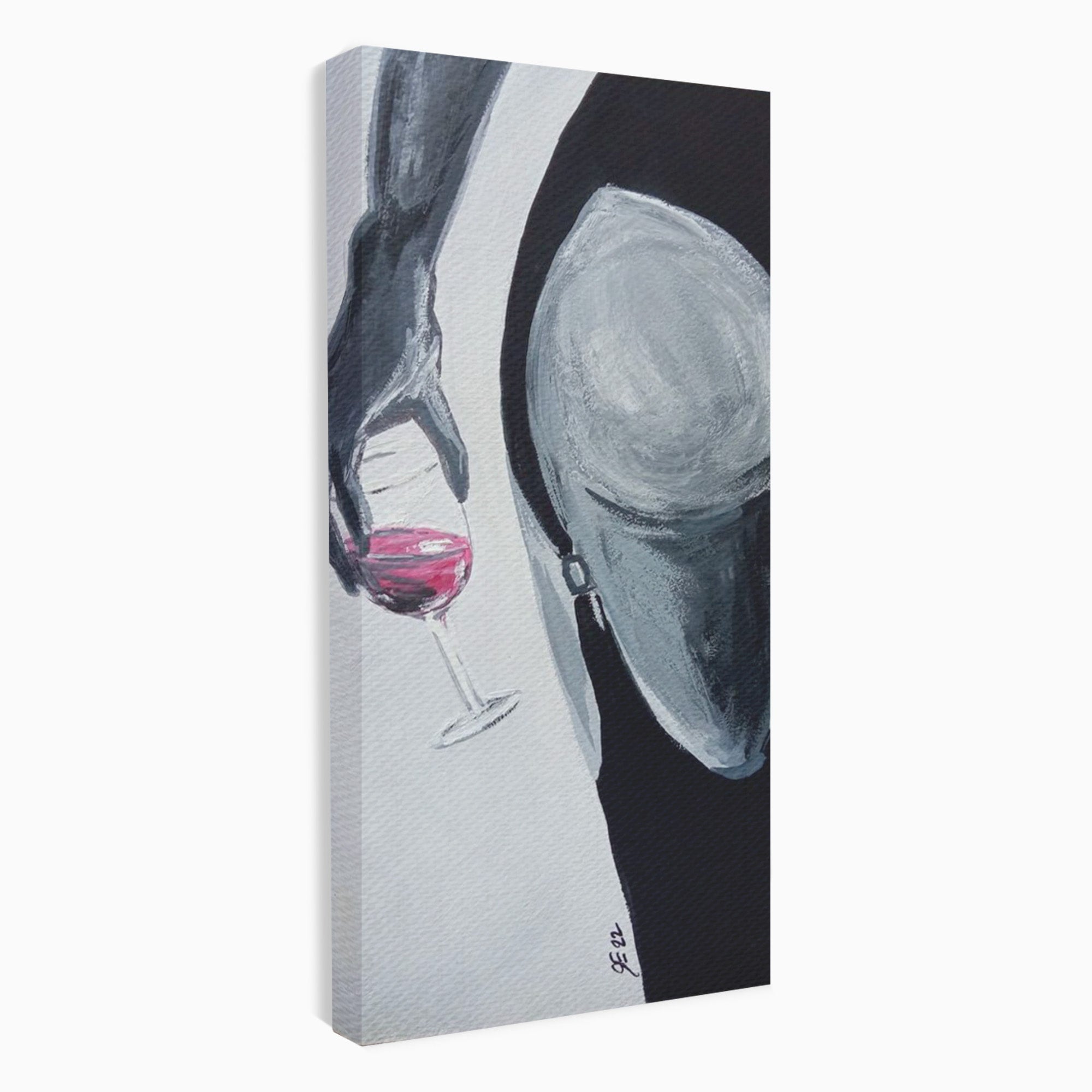 Tablou Canvas Premium LuxCanva® PI1033, Silhouette Eleganta, Pahar, Vin, Arta Abstracta, Femininitate, Sensualitate, Dormitor, Culori Vibrante