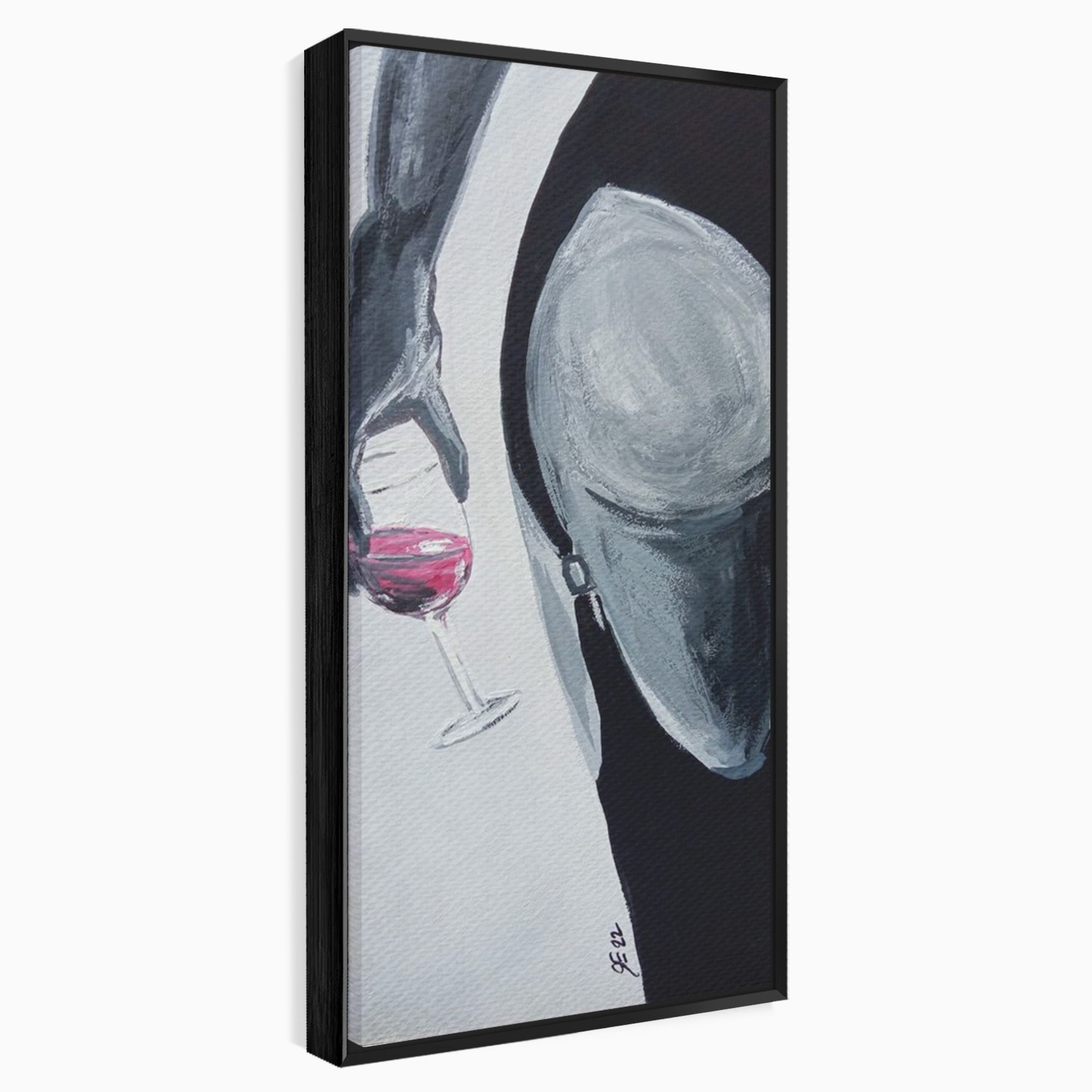 Tablou Canvas Premium LuxCanva® PI1033, Silhouette Eleganta, Pahar, Vin, Arta Abstracta, Femininitate, Sensualitate, Dormitor, Culori Vibrante