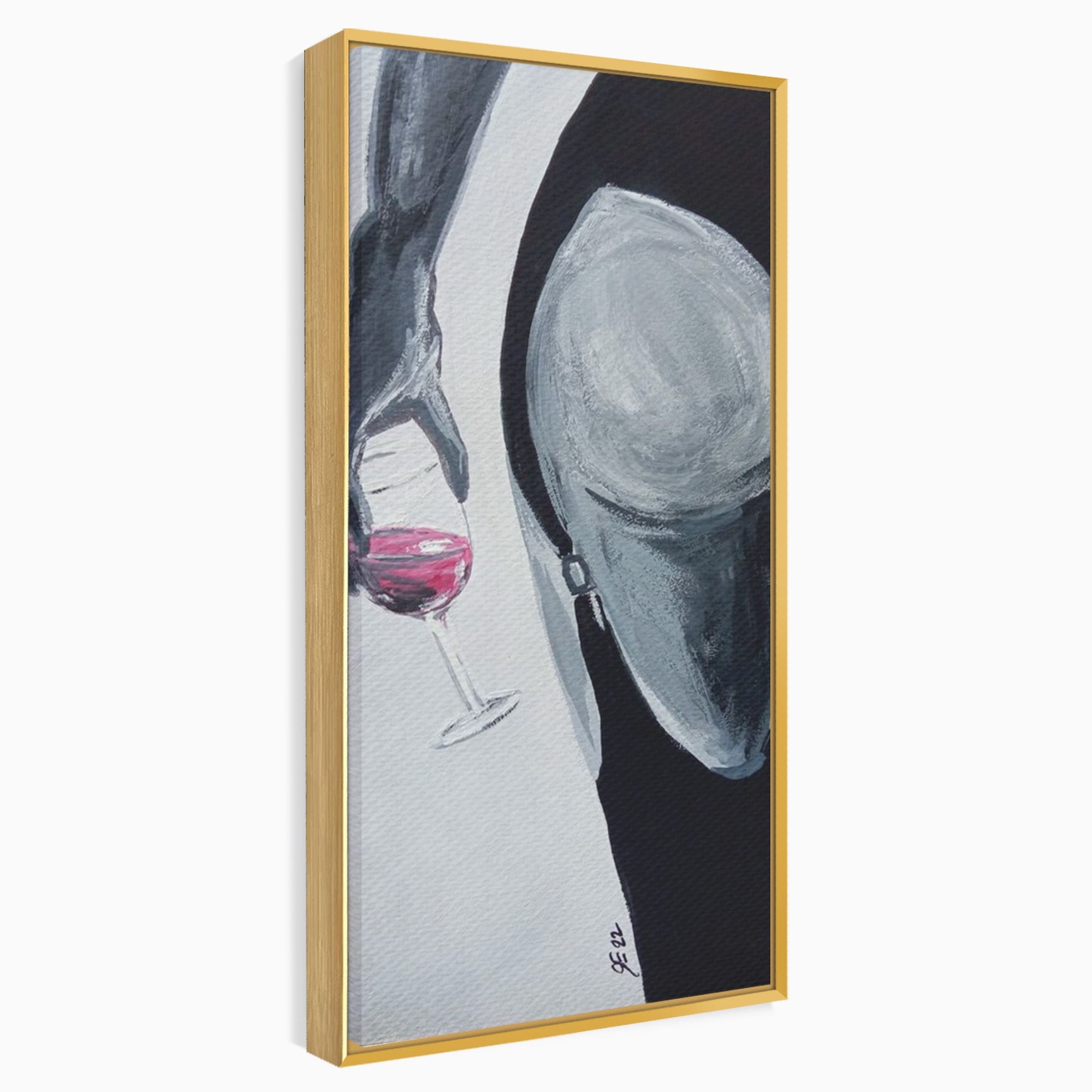 Tablou Canvas Premium LuxCanva® PI1033, Silhouette Eleganta, Pahar, Vin, Arta Abstracta, Femininitate, Sensualitate, Dormitor, Culori Vibrante