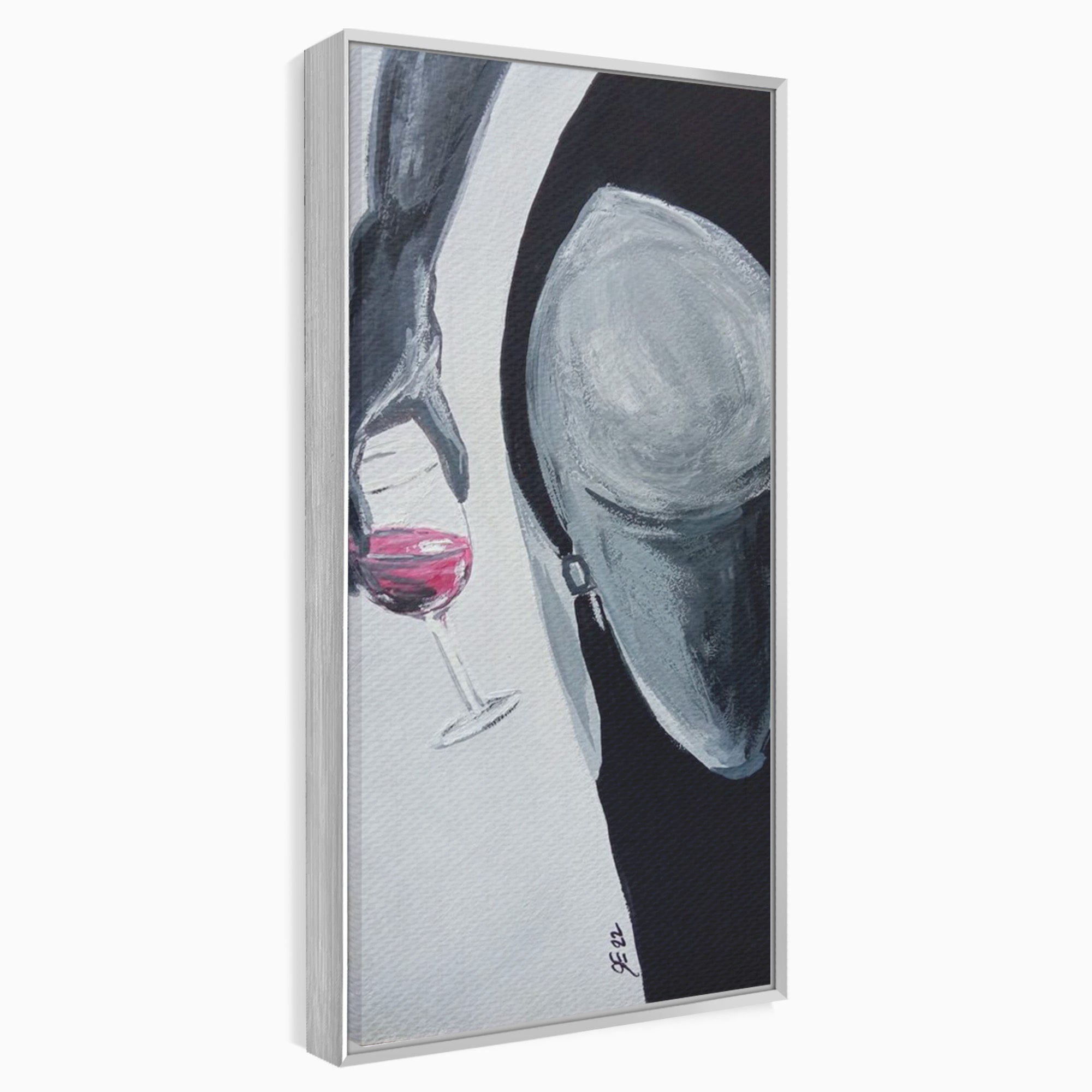 Tablou Canvas Premium LuxCanva® PI1033, Silhouette Eleganta, Pahar, Vin, Arta Abstracta, Femininitate, Sensualitate, Dormitor, Culori Vibrante