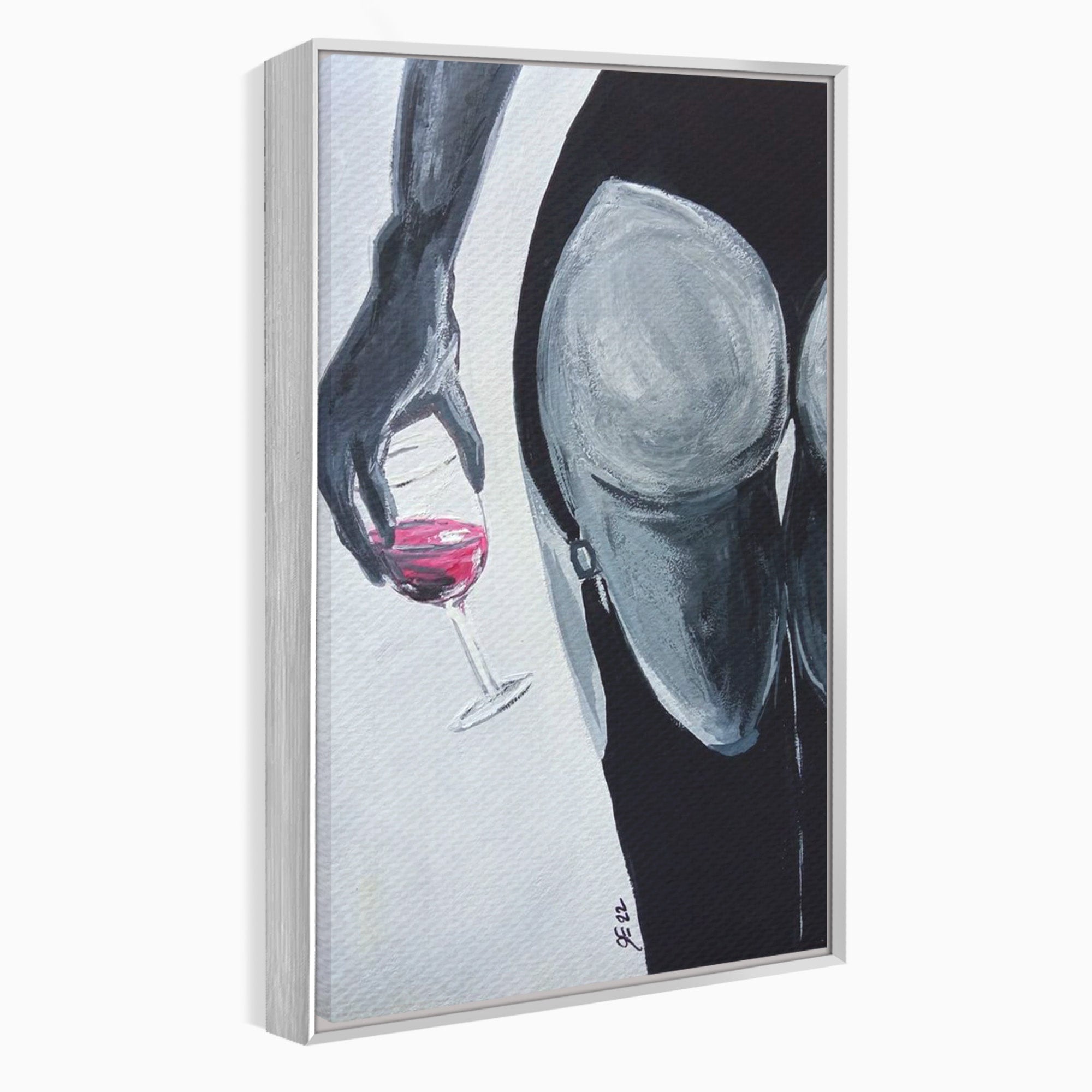 Tablou Canvas Premium LuxCanva® PI1033, Silhouette Eleganta, Pahar, Vin, Arta Abstracta, Femininitate, Sensualitate, Dormitor, Culori Vibrante