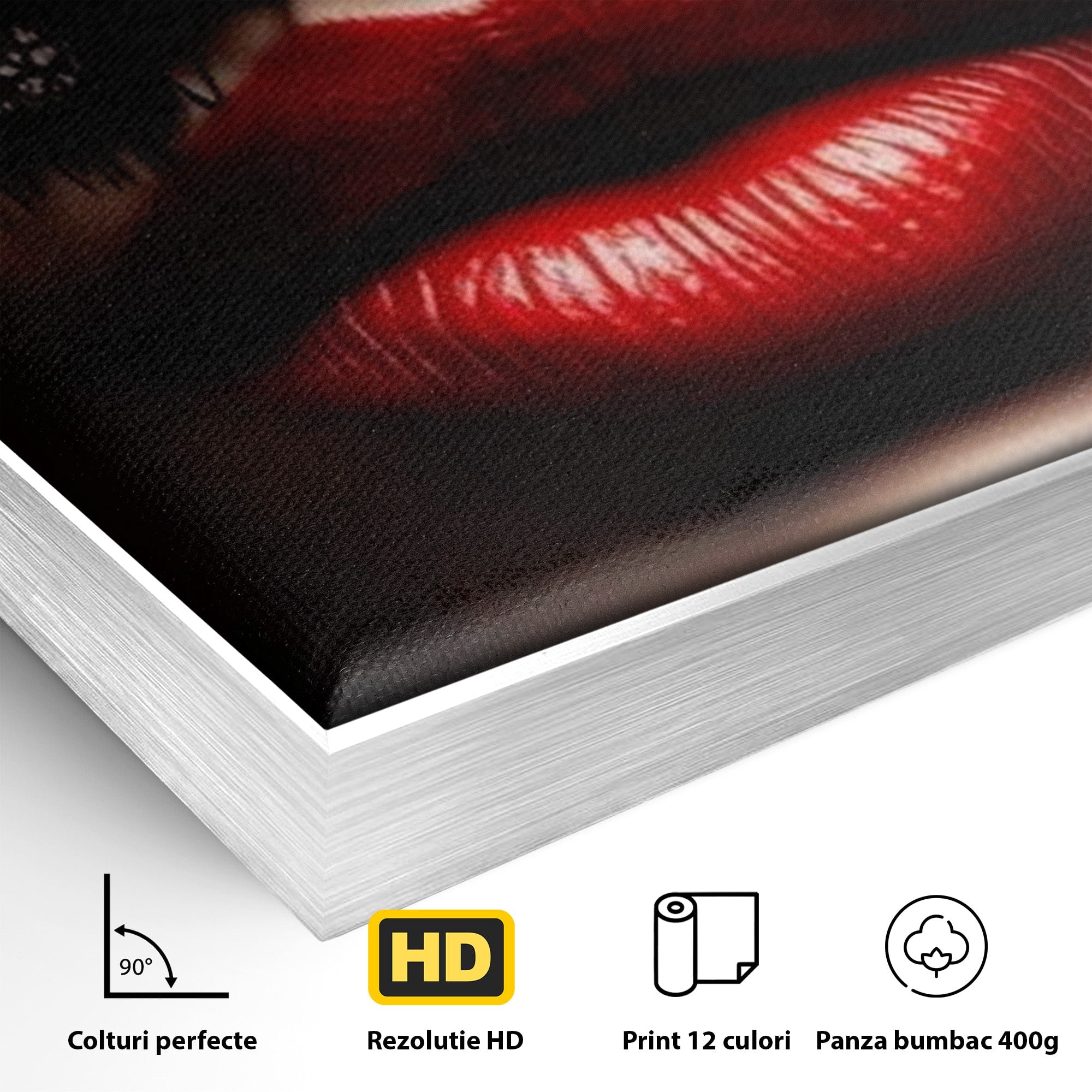 Tablou Canvas Premium LuxCanva® PI1036, Misterul Buzei Rosii, Portret, Mister, Eleganta, Moda, Dormitor, Culori Vibrante