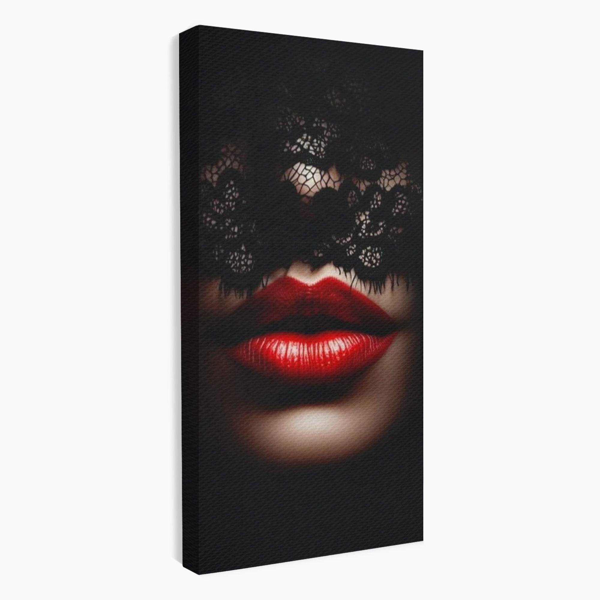 Tablou Canvas Premium LuxCanva® PI1036, Misterul Buzei Rosii, Portret, Mister, Eleganta, Moda, Dormitor, Culori Vibrante