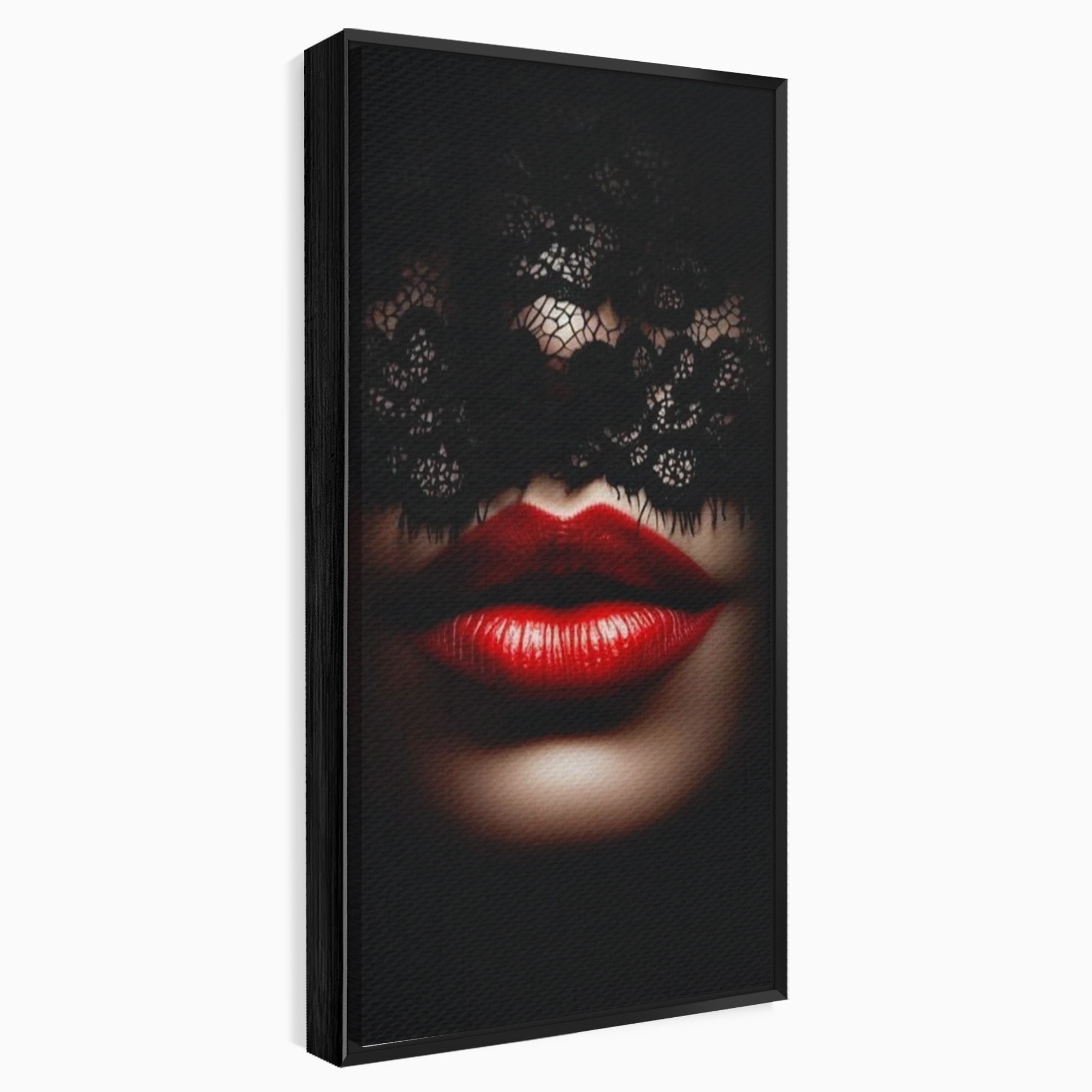Tablou Canvas Premium LuxCanva® PI1036, Misterul Buzei Rosii, Portret, Mister, Eleganta, Moda, Dormitor, Culori Vibrante