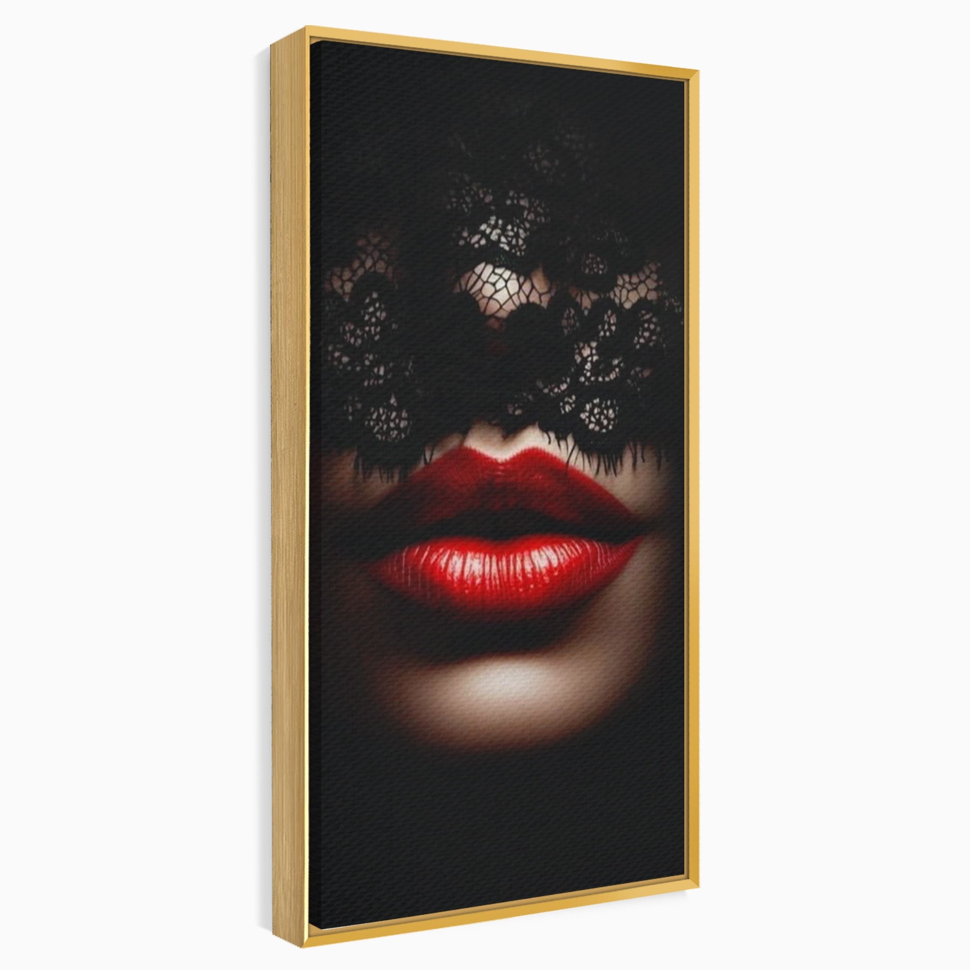 Tablou Canvas Premium LuxCanva® PI1036, Misterul Buzei Rosii, Portret, Mister, Eleganta, Moda, Dormitor, Culori Vibrante