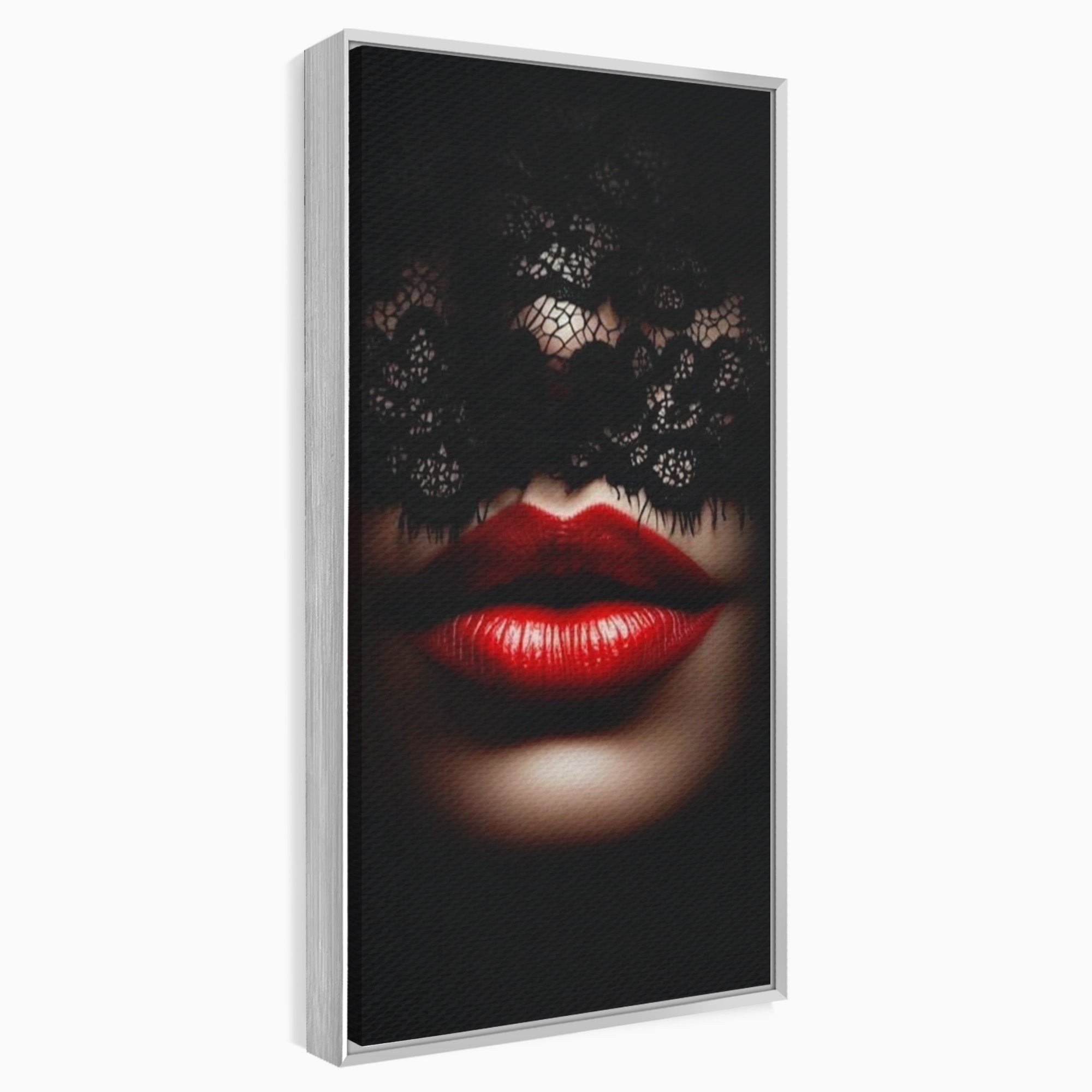 Tablou Canvas Premium LuxCanva® PI1036, Misterul Buzei Rosii, Portret, Mister, Eleganta, Moda, Dormitor, Culori Vibrante