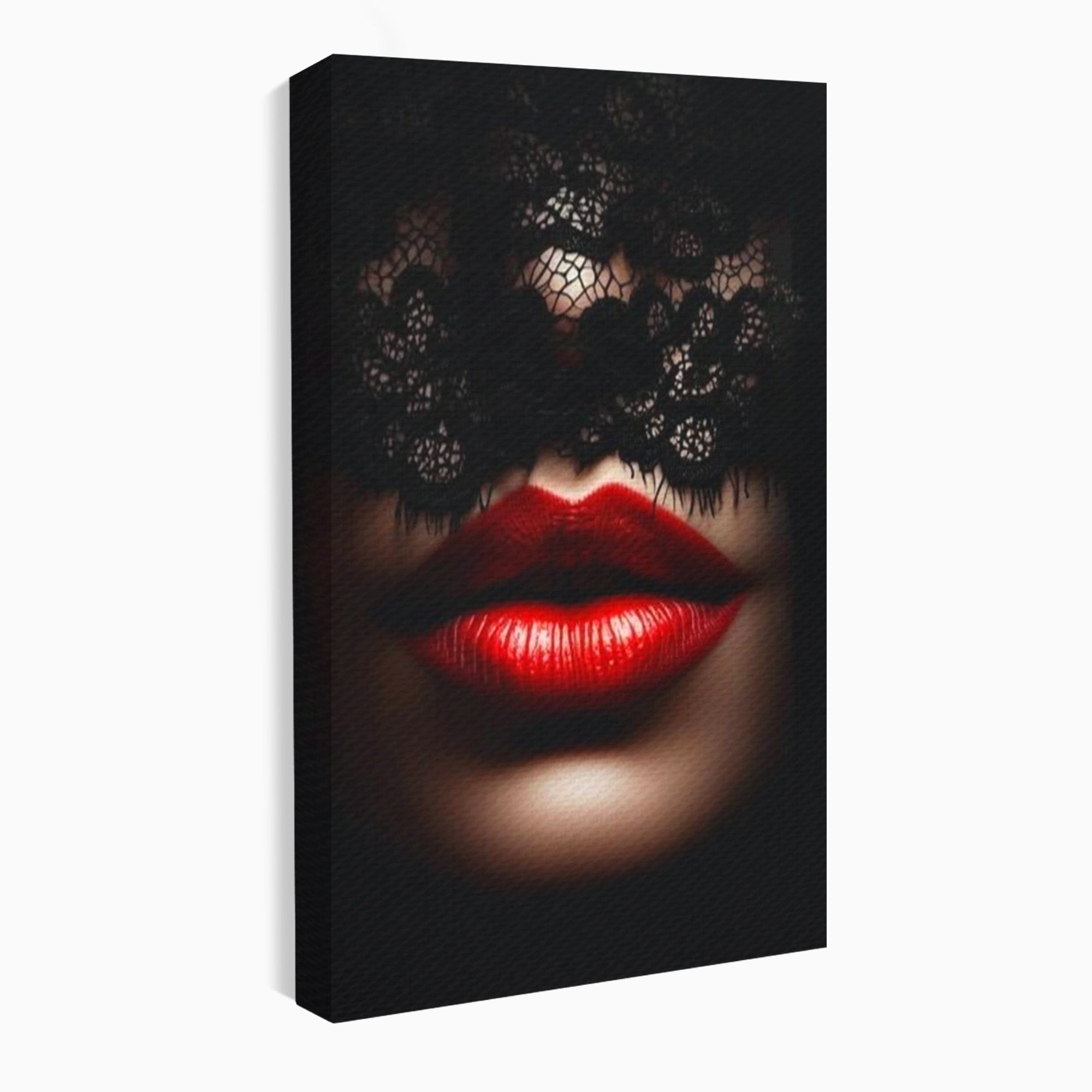 Tablou Canvas Premium LuxCanva® PI1036, Misterul Buzei Rosii, Portret, Mister, Eleganta, Moda, Dormitor, Culori Vibrante