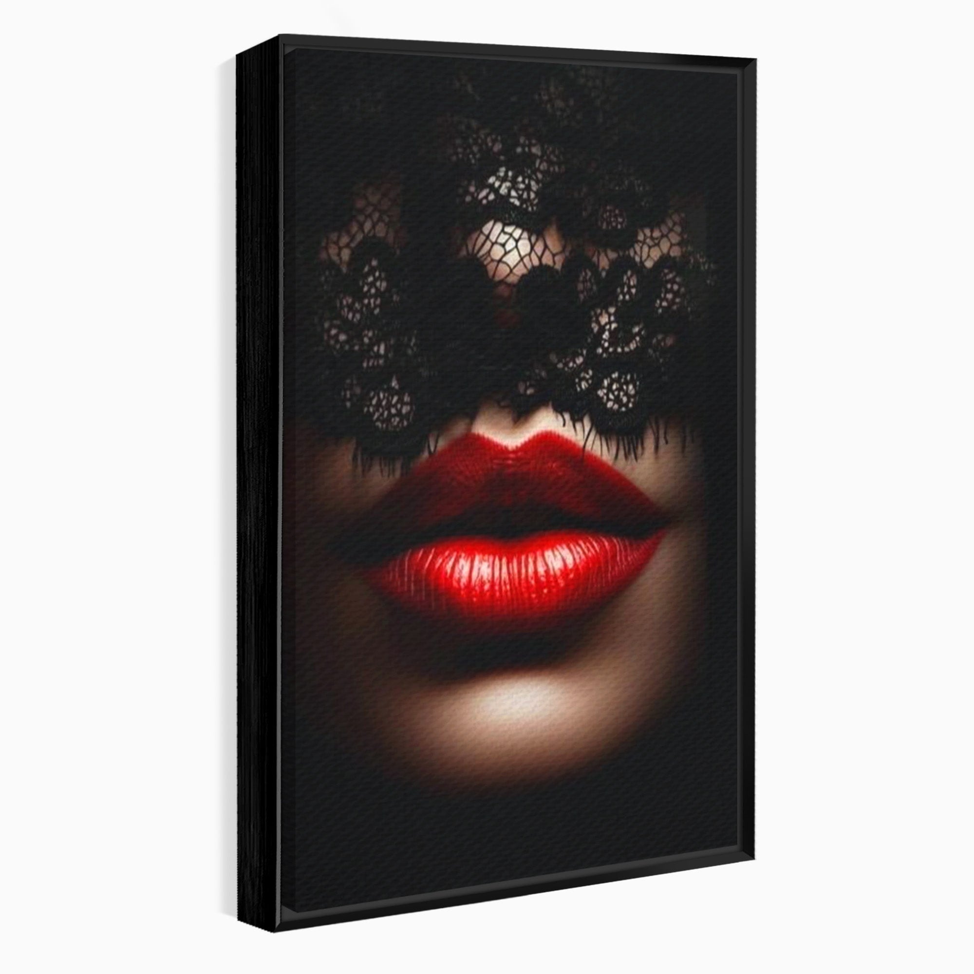 Tablou Canvas Premium LuxCanva® PI1036, Misterul Buzei Rosii, Portret, Mister, Eleganta, Moda, Dormitor, Culori Vibrante