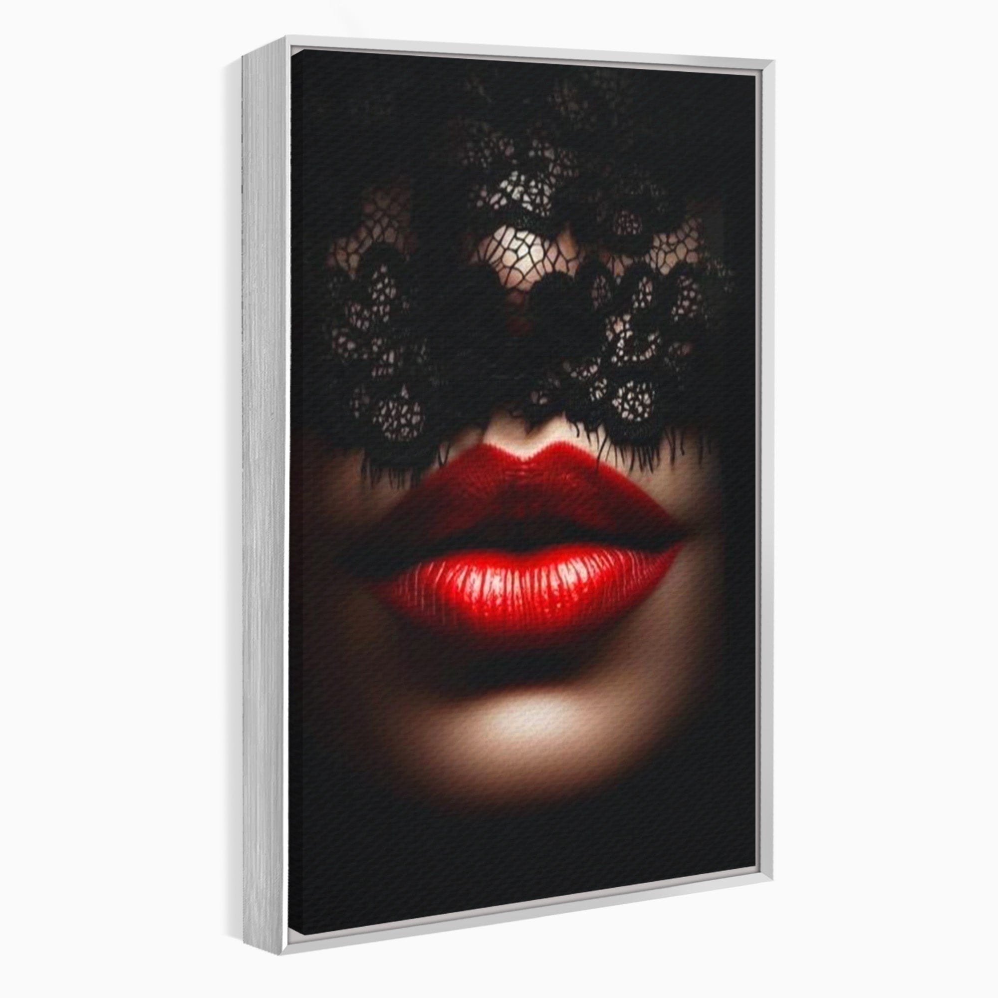 Tablou Canvas Premium LuxCanva® PI1036, Misterul Buzei Rosii, Portret, Mister, Eleganta, Moda, Dormitor, Culori Vibrante