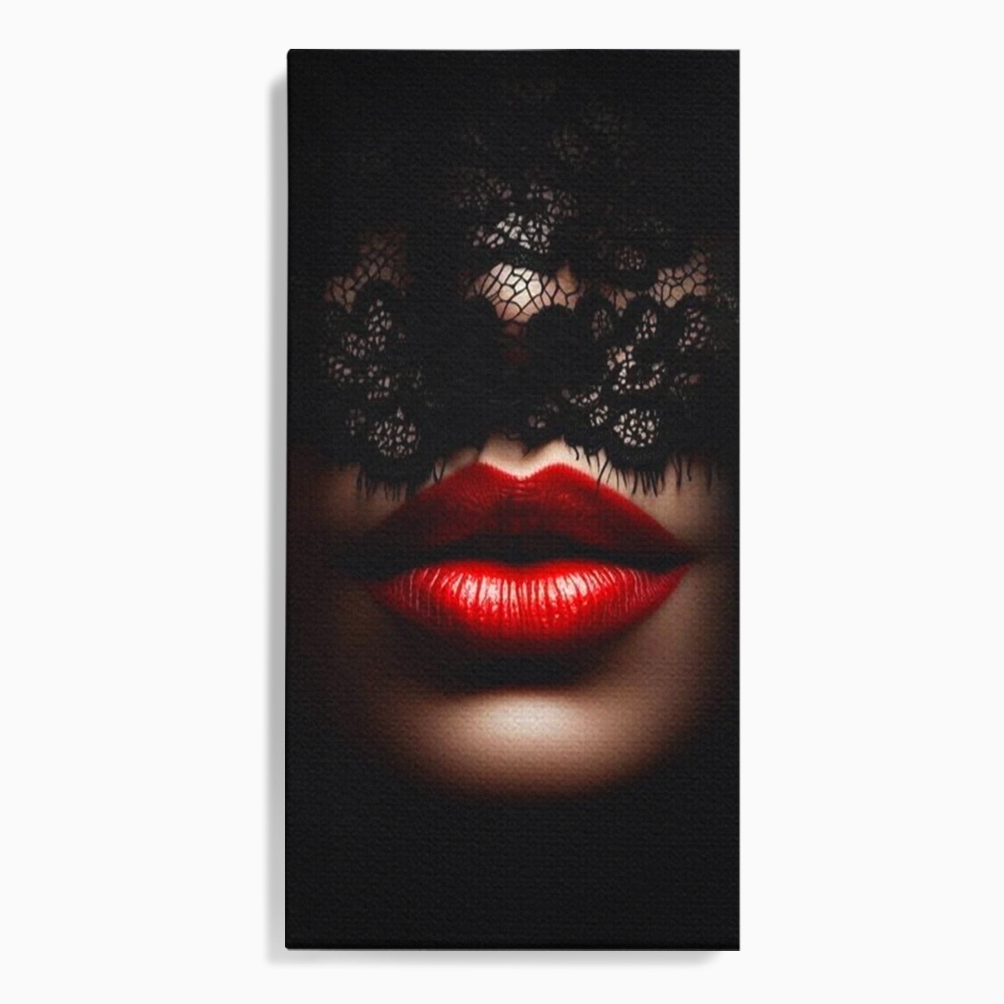 Tablou Canvas Premium LuxCanva® PI1036, Misterul Buzei Rosii, Portret, Mister, Eleganta, Moda, Dormitor, Culori Vibrante