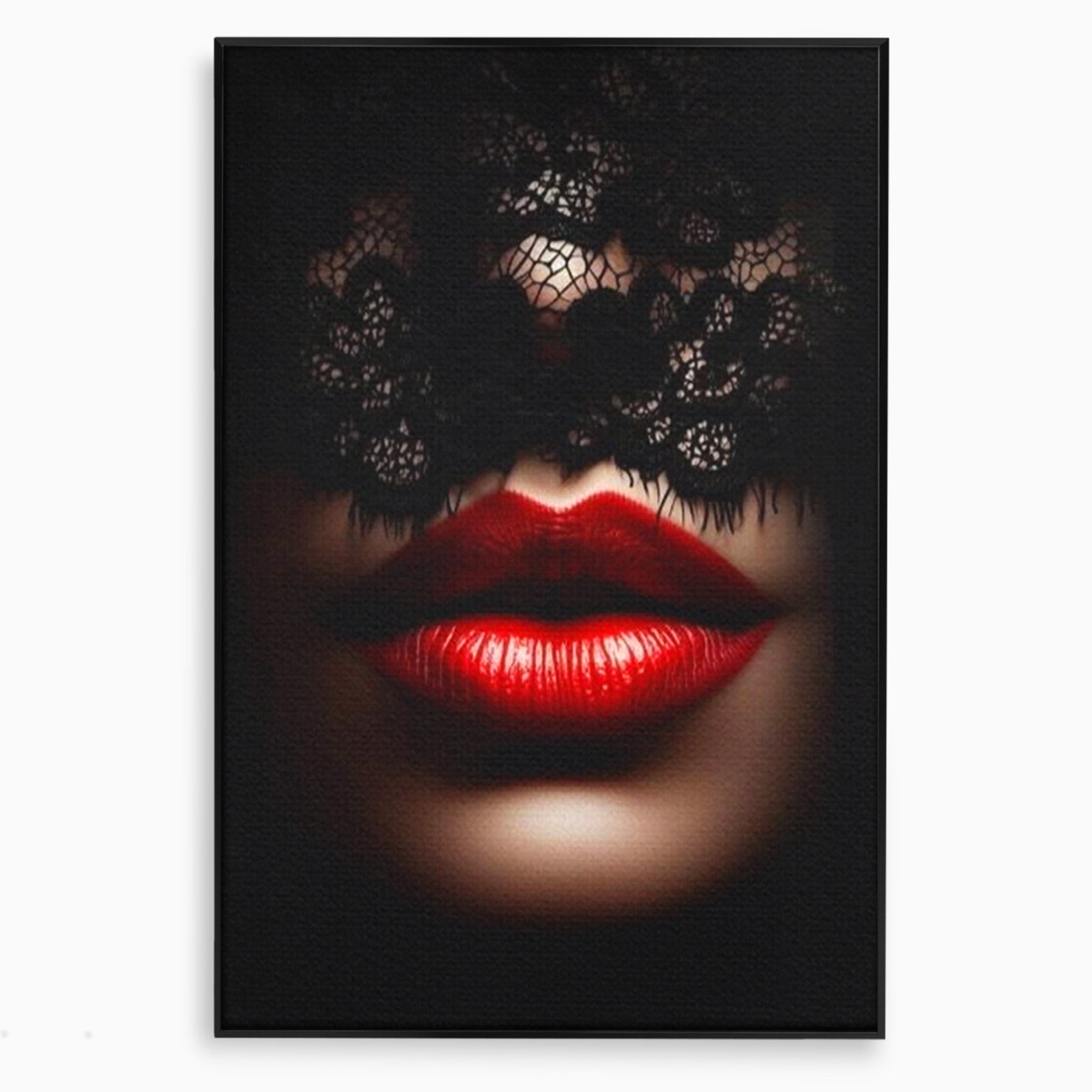 Tablou Canvas Premium LuxCanva® PI1036, Misterul Buzei Rosii, Portret, Mister, Eleganta, Moda, Dormitor, Culori Vibrante