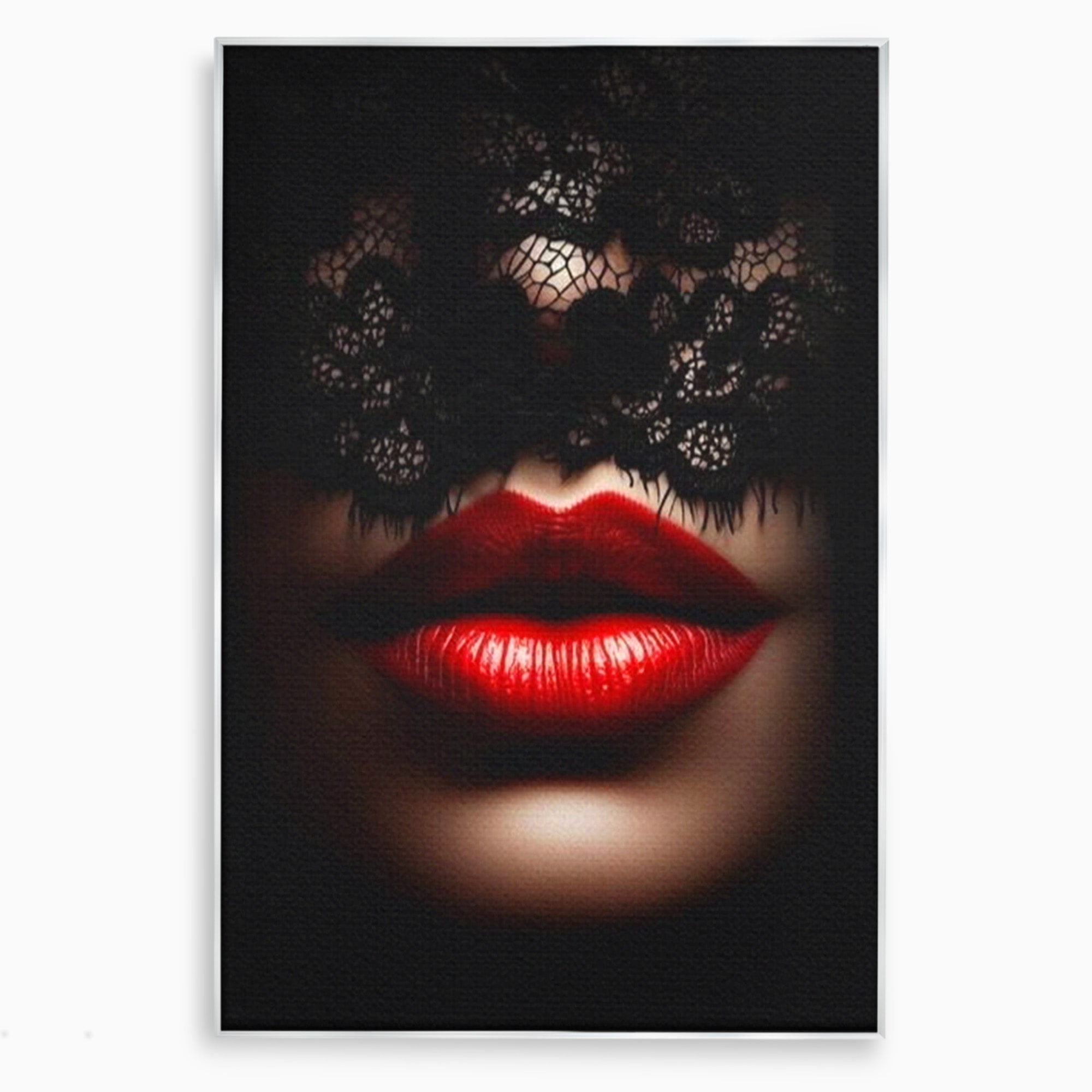 Tablou Canvas Premium LuxCanva® PI1036, Misterul Buzei Rosii, Portret, Mister, Eleganta, Moda, Dormitor, Culori Vibrante