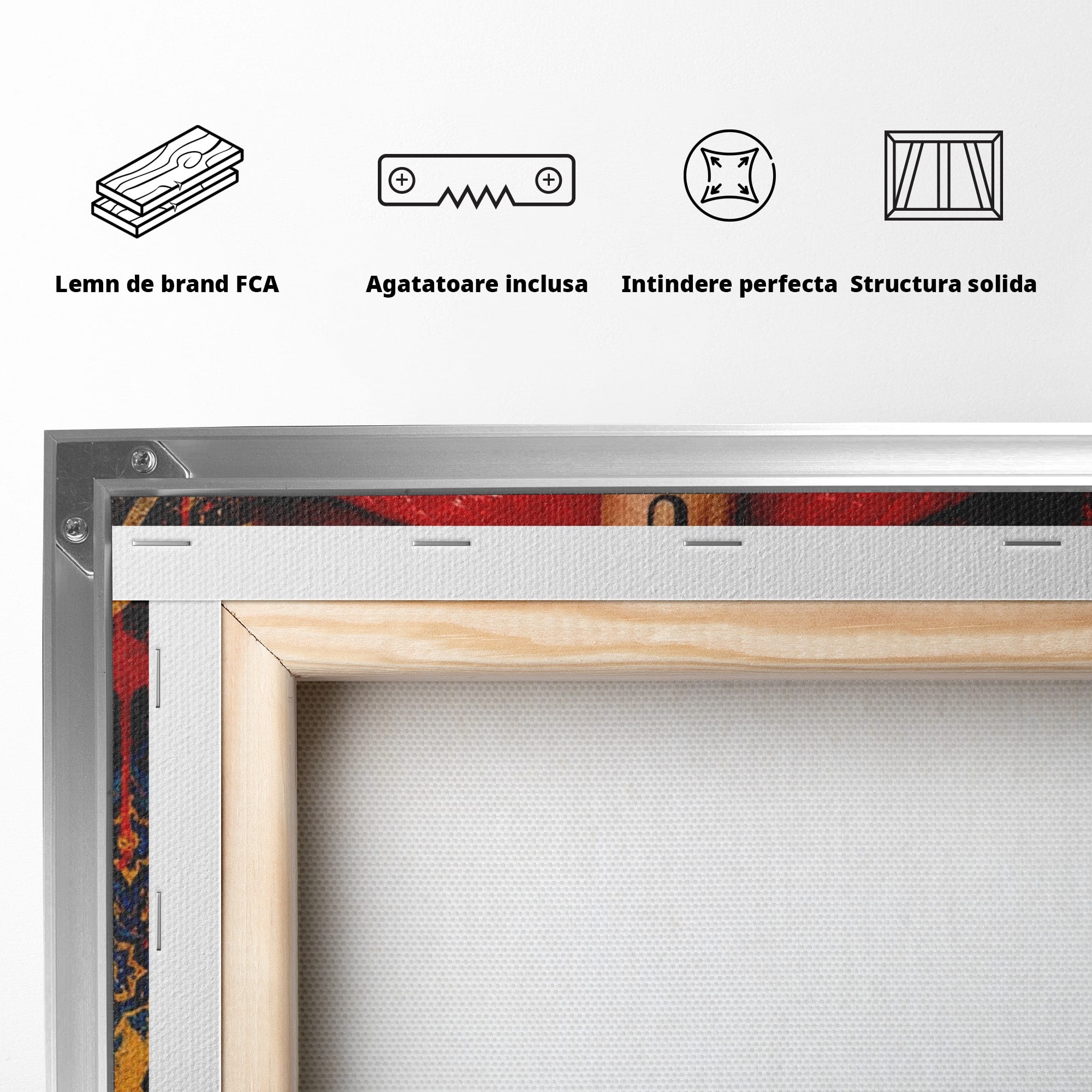 Tablou Canvas Premium LuxCanva® PI1037, Tacerea Rosie, Buze, Maini, Arta Urbana, Mesaj, Dormitor, Culori Vibrante