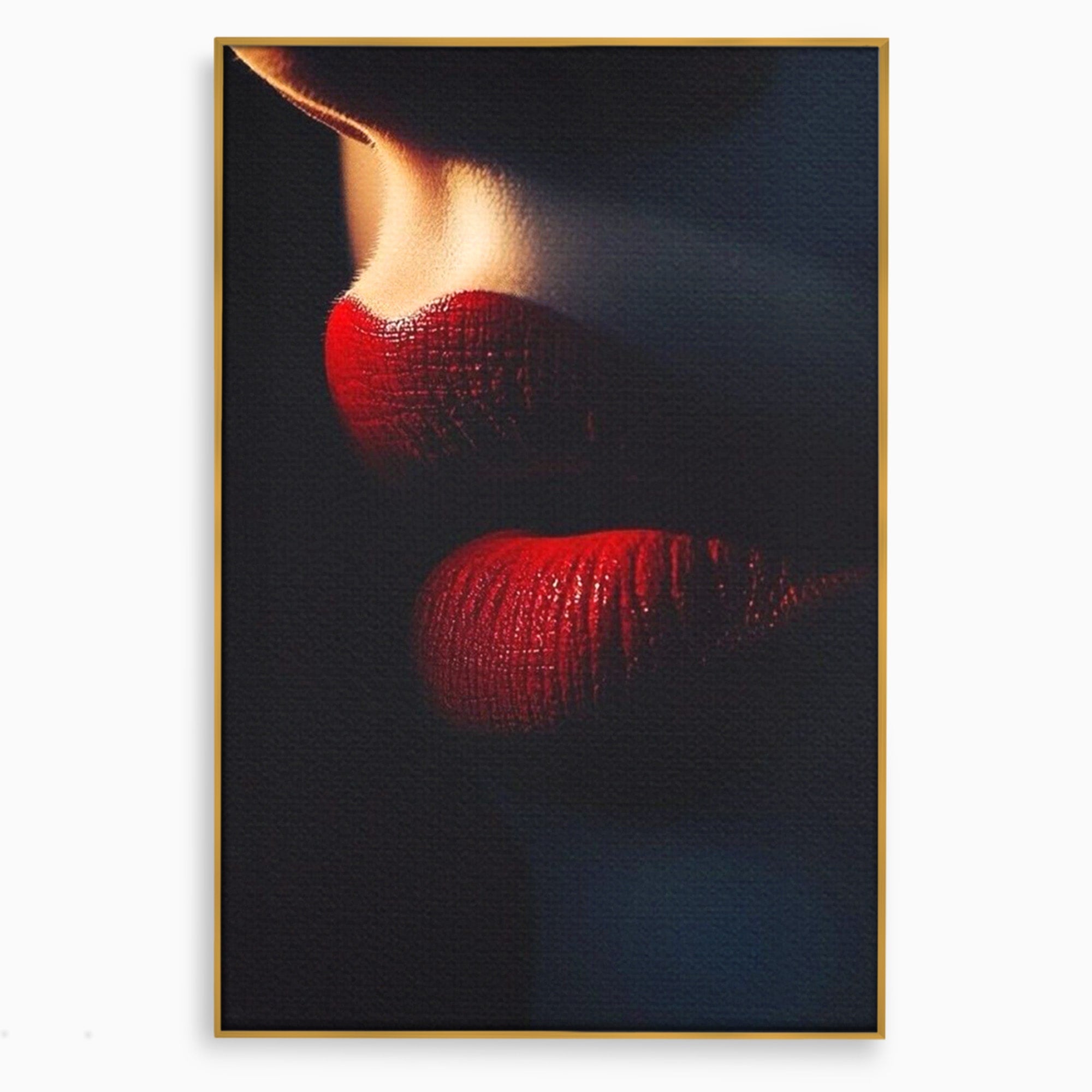 Tablou Canvas Premium LuxCanva® PI1038, Sarutul Misterios, Sarut, Portret, Seductie, Dormitor, Intimitate, Culori Vibrante