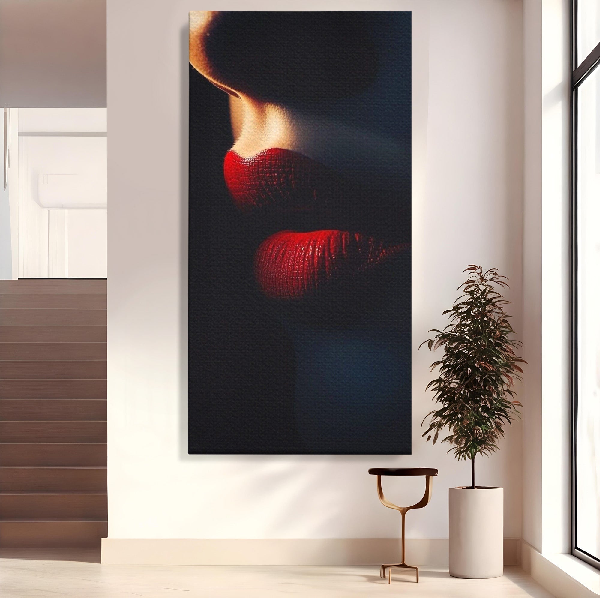 Tablou Canvas Premium LuxCanva® PI1038, Sarutul Misterios, Sarut, Portret, Seductie, Dormitor, Intimitate, Culori Vibrante