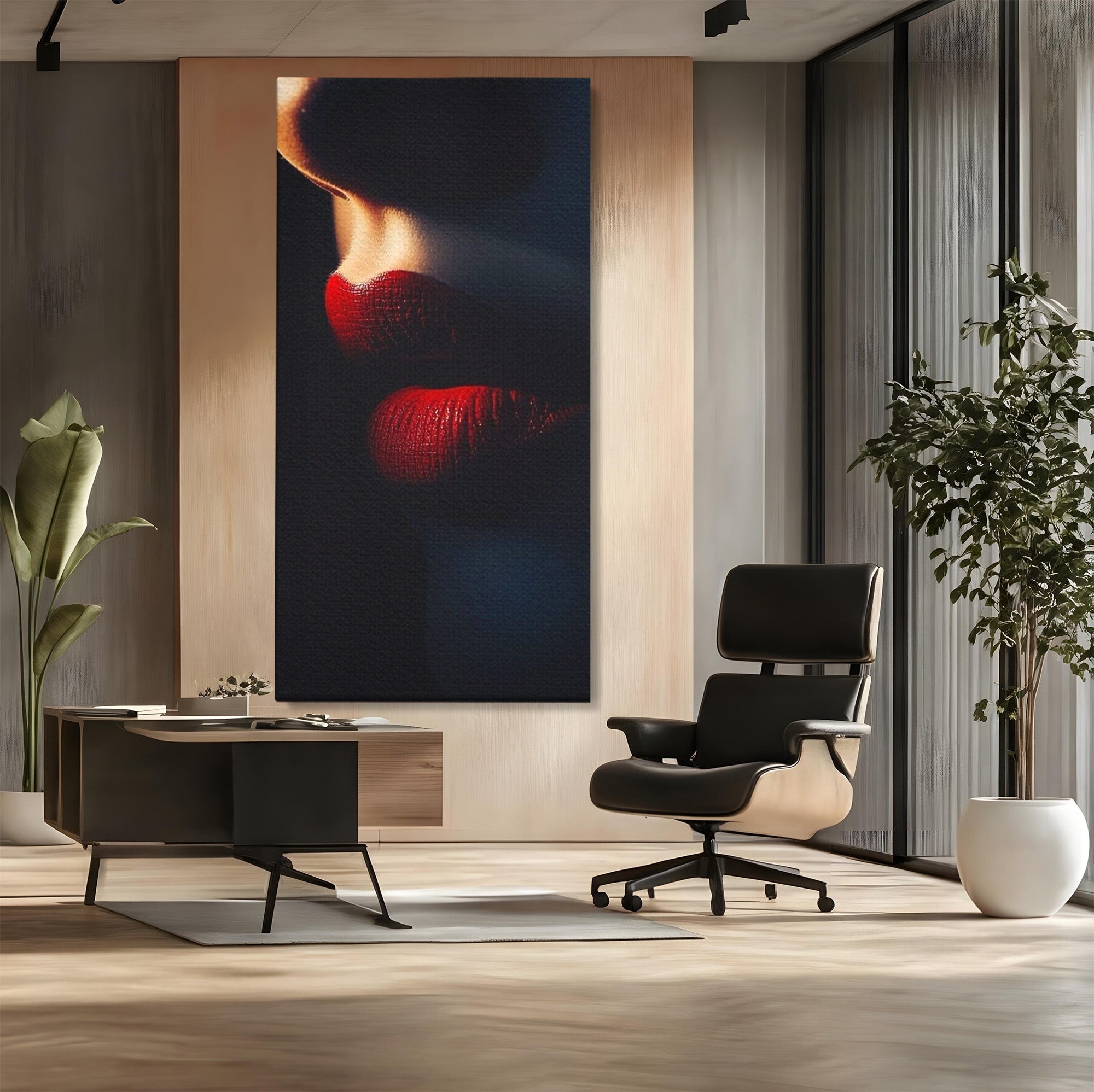 Tablou Canvas Premium LuxCanva® PI1038, Sarutul Misterios, Sarut, Portret, Seductie, Dormitor, Intimitate, Culori Vibrante
