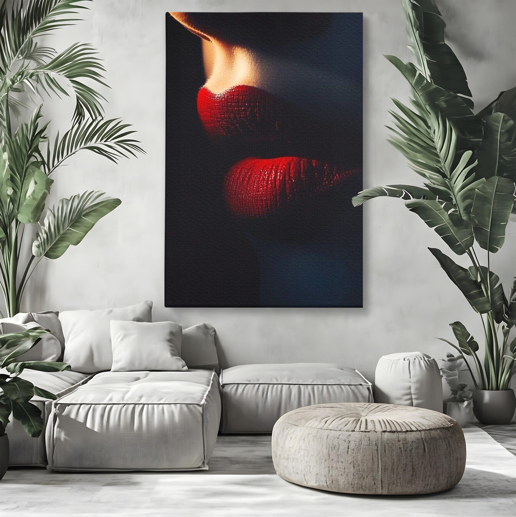 Tablou Canvas Premium LuxCanva® PI1038, Sarutul Misterios, Sarut, Portret, Seductie, Dormitor, Intimitate, Culori Vibrante